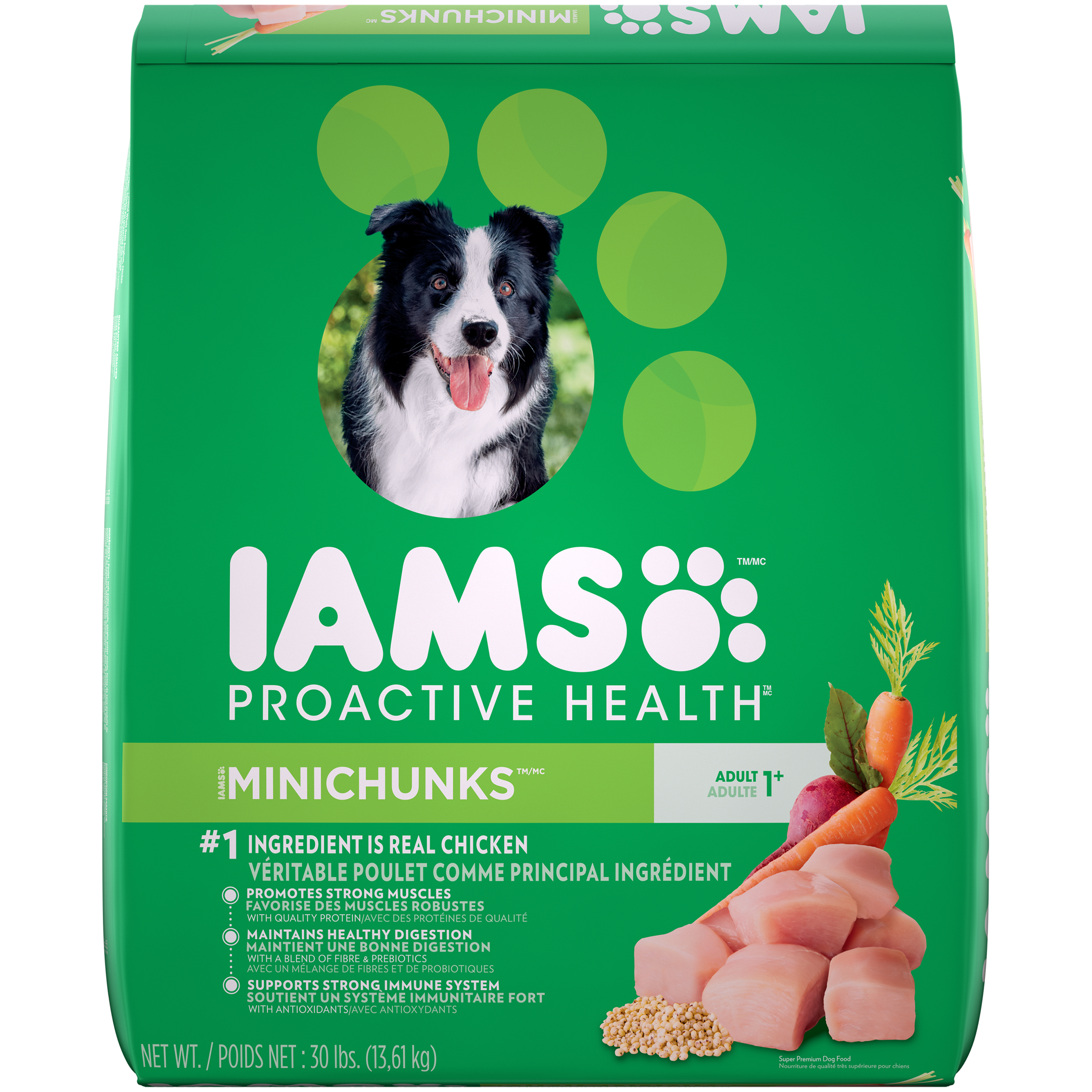 Iams MiniChunks Dog Food, Proactive Health, 16 Years, 30 lb
