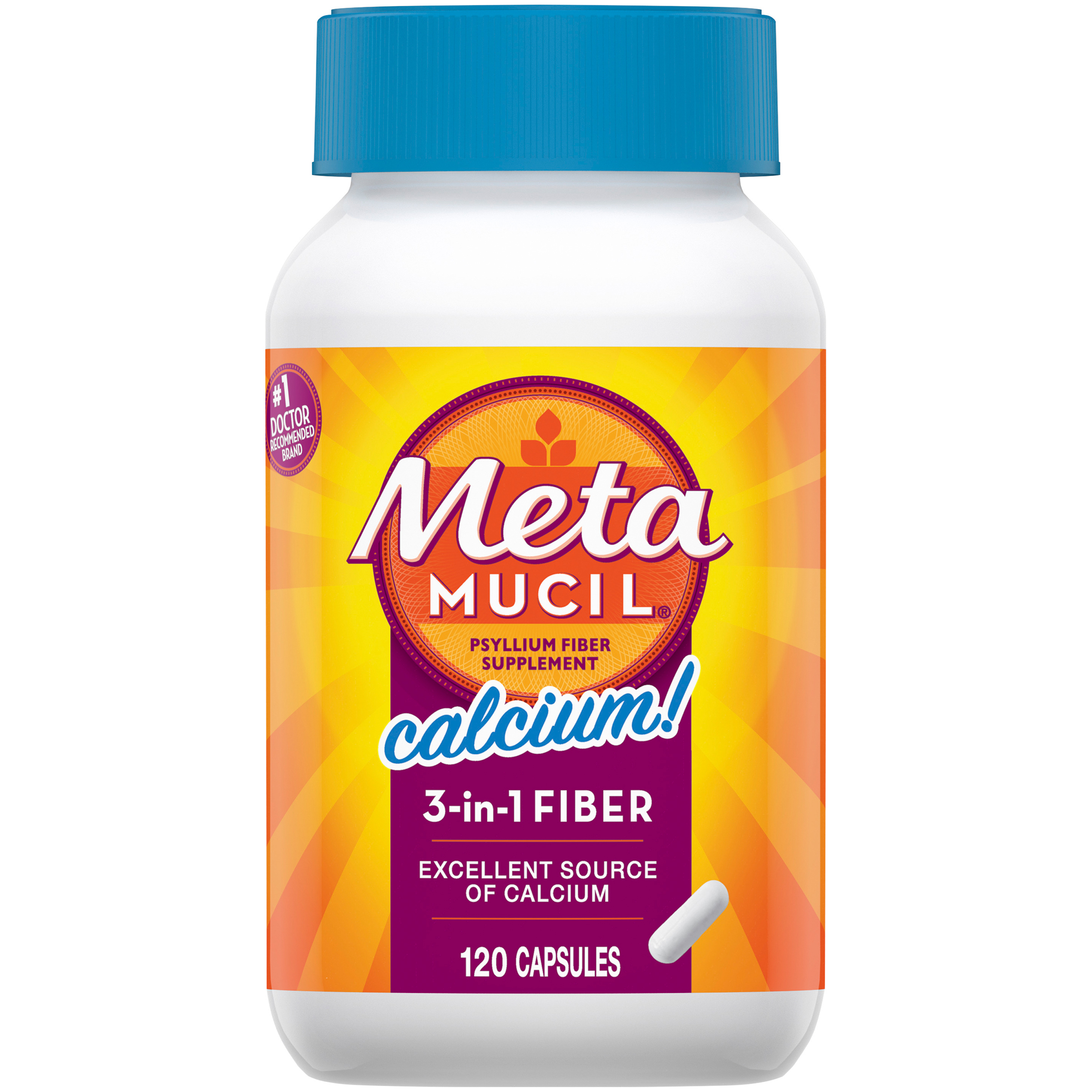 Metamucil Calcium/Dietary Fiber Supplement, Capsules, 120 capsules