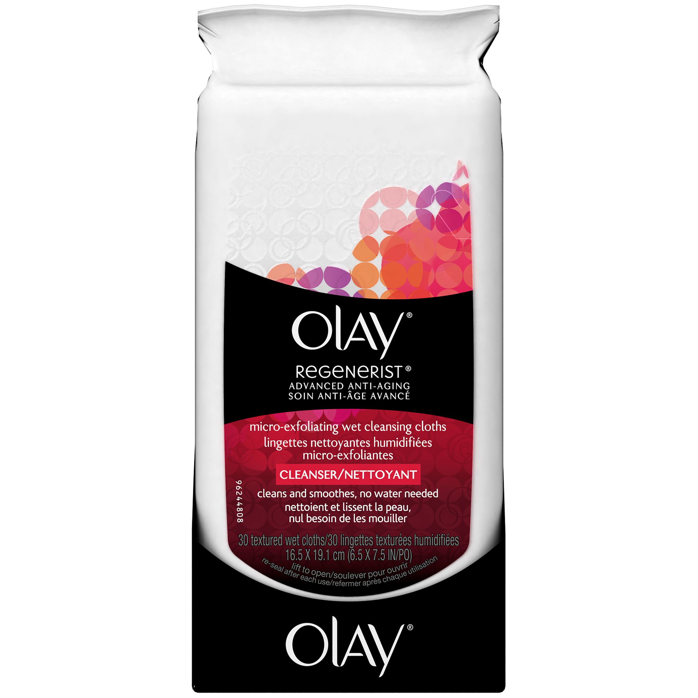 Olay Regenerist Cleansing Cloths, Wet MicroExfoliating, 30 cloths