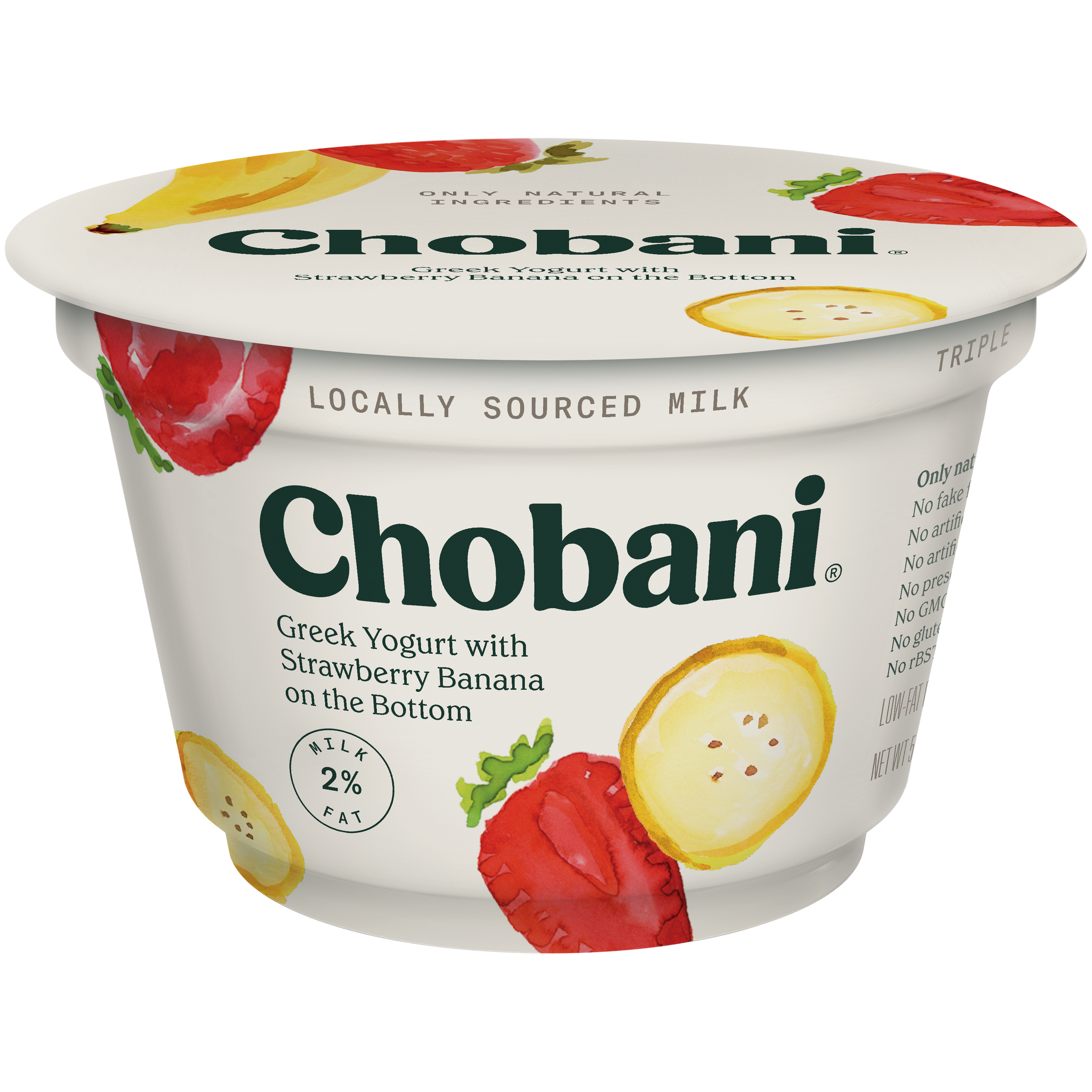 LOW-FAT GREEK YOGURT WITH STRAWBERRY BANANA ON THE BOTTOM
