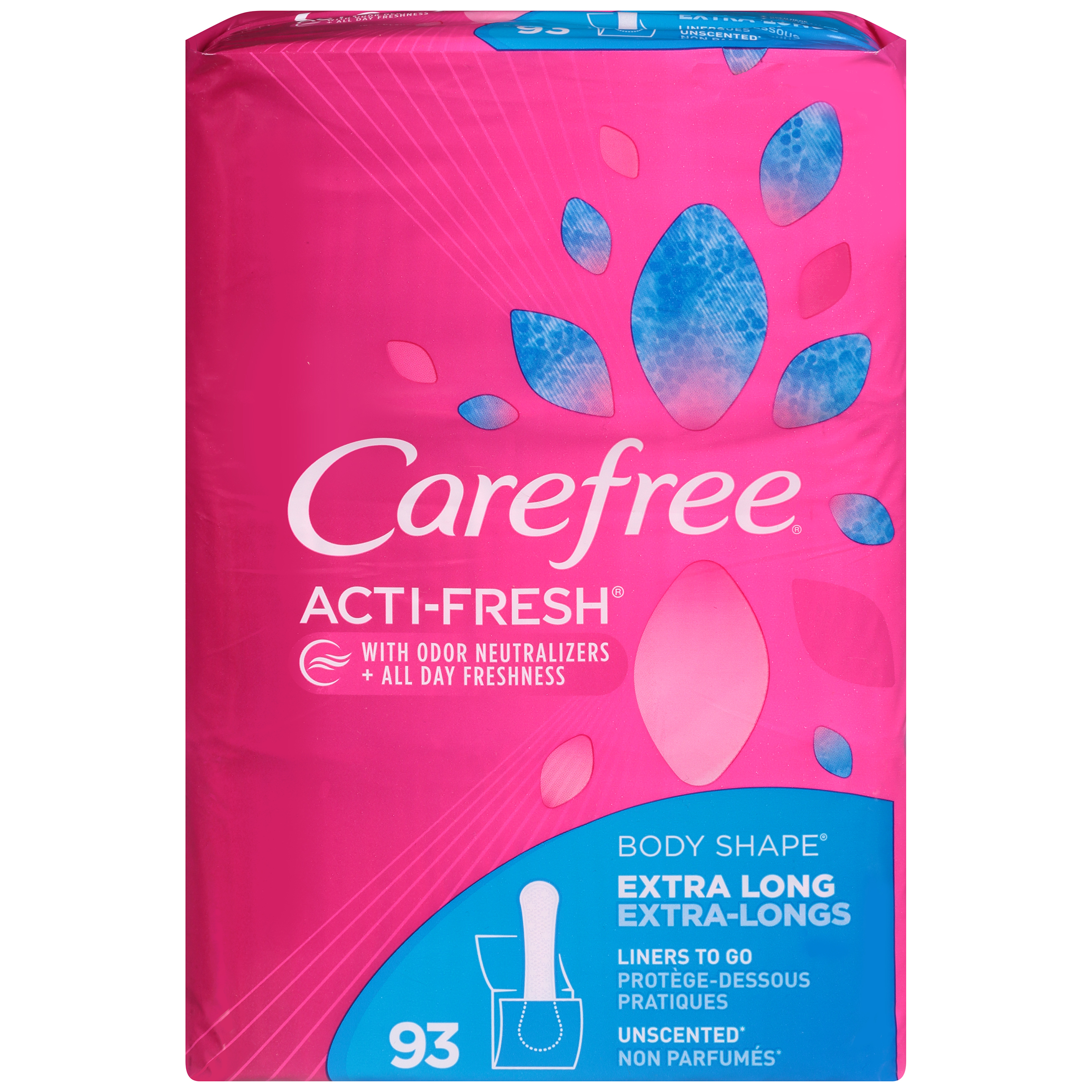Carefree ActiFresh Body Shape Extra Long Unscented To Go Panty Liners
