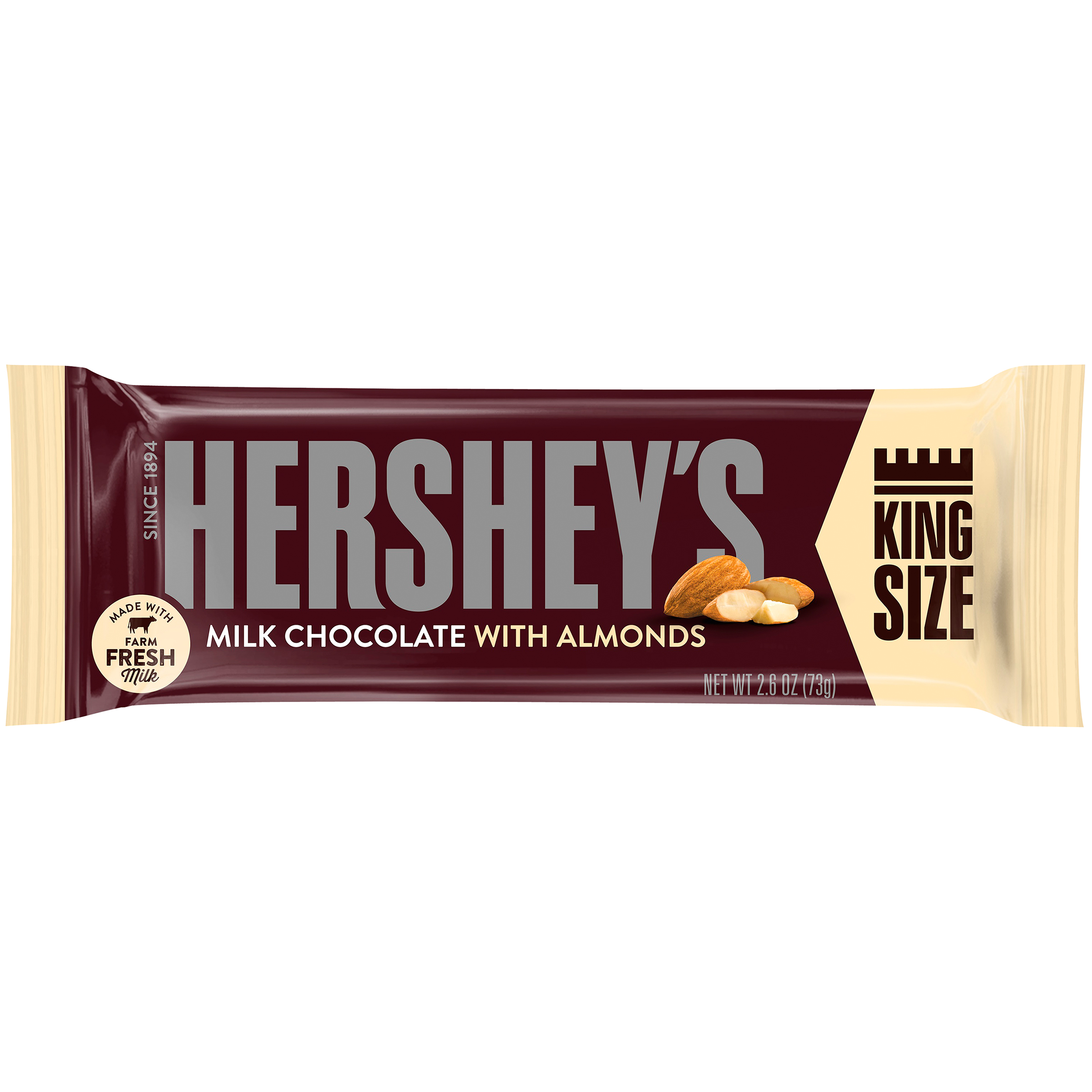 Hershey #39 s Milk Chocolate with Almonds King Size 2 6 oz (73 g) Hershey #39 s Milk Chocolate with Almonds King Size 2 6 oz (73 g)