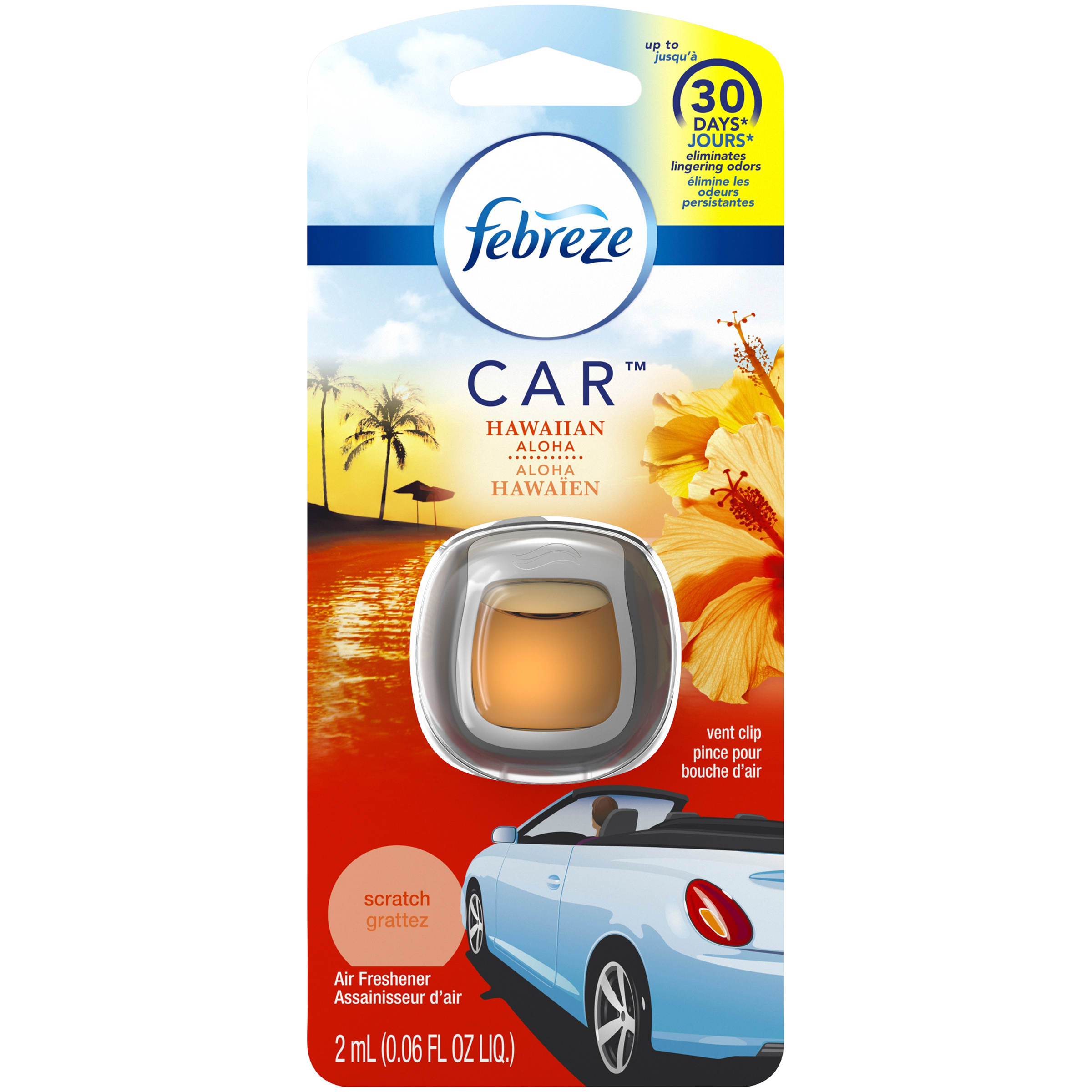 Febreze Car Vent Clips Air Freshener And Odor Eliminator Hawaiian Aloha