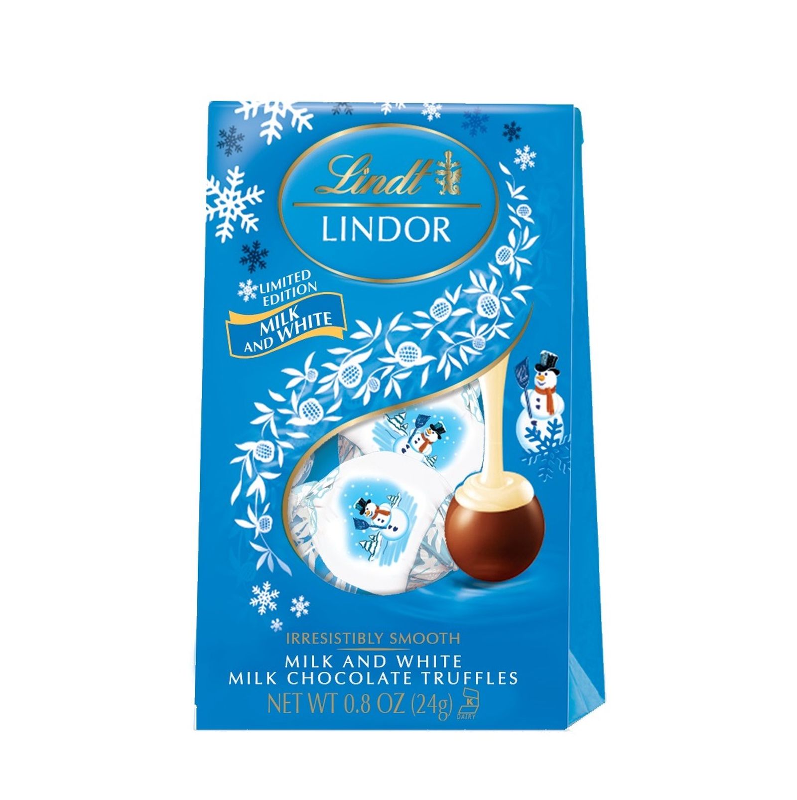 Lindor Holiday Snowman Milk & White Milk Chocolate Truffles, 0.8 oz