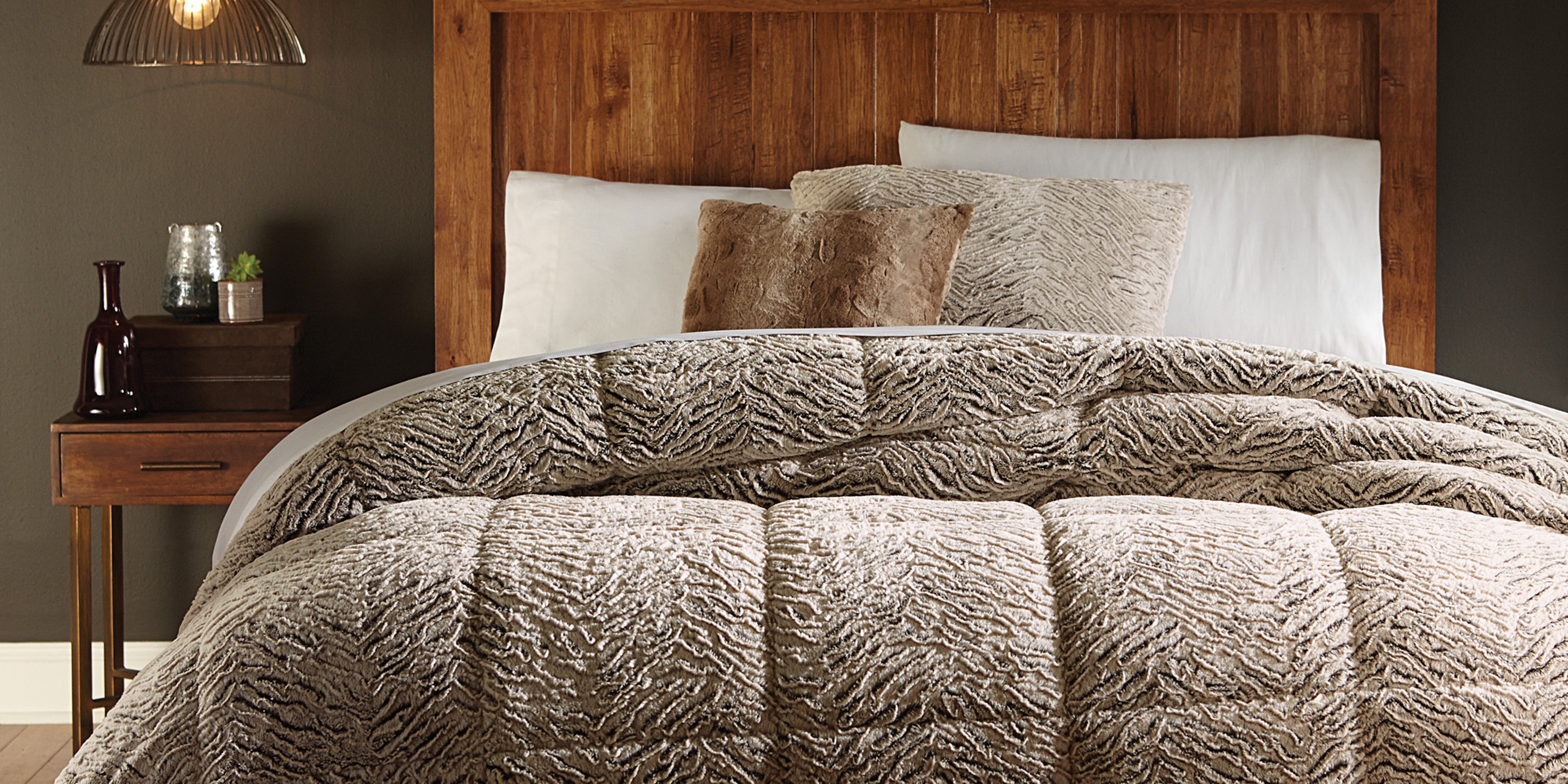 Cannon Faux Fur forter – Brown Home Bed & Bath Bedding