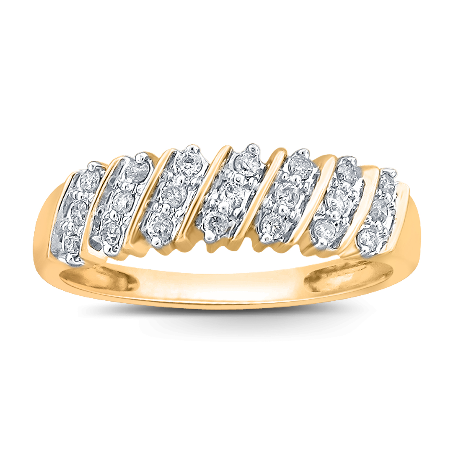 10K Yellow Gold 1/5 CTTW Certified Diamond Triple Row Band Ring