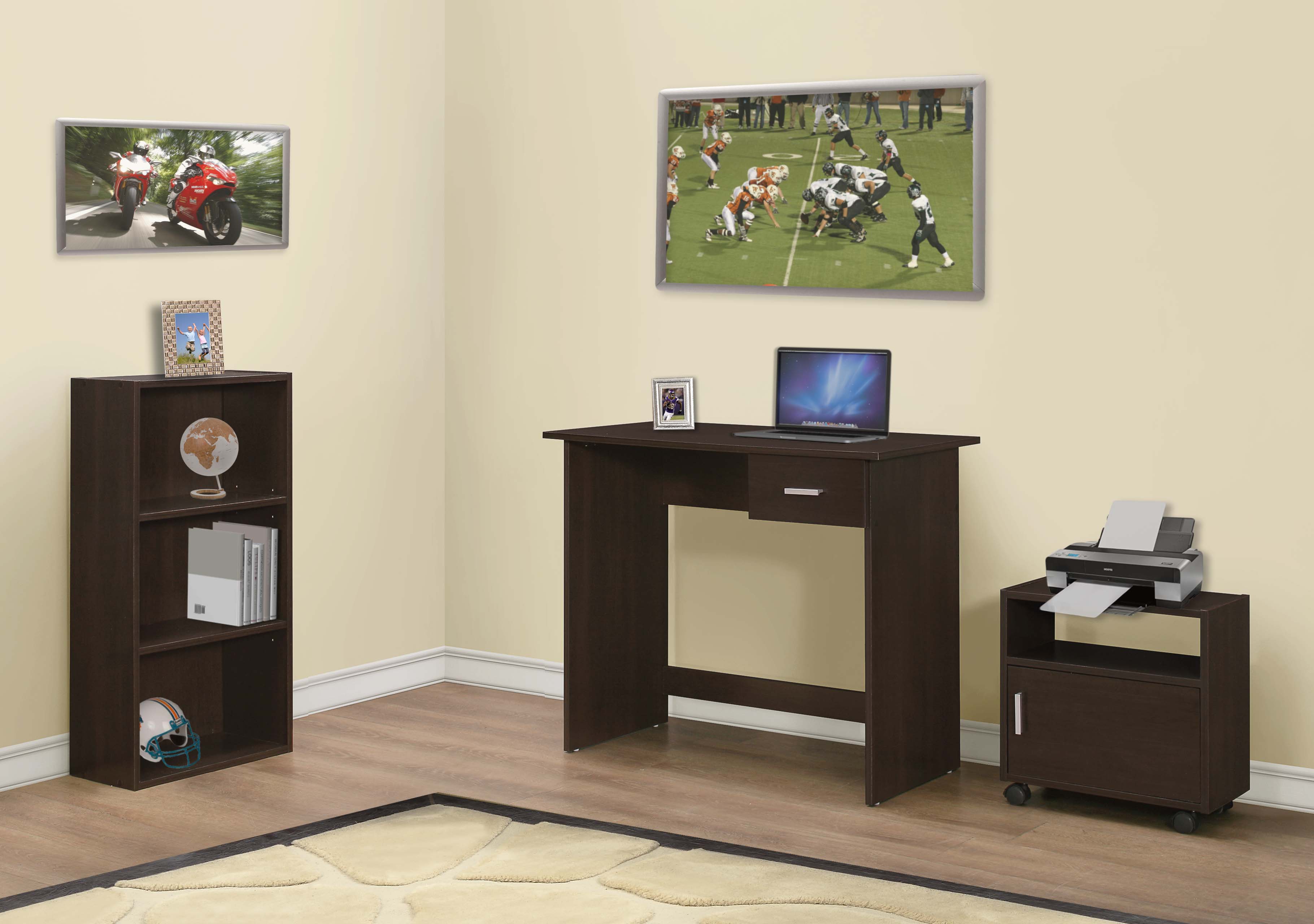 Monarch Specialties Computer Desk - 3 pcs/Cappuccino Desk / Bookcase / Cart Monarch Specialties Computer Desk - 3 pcs/Cappuccino Desk / Bookcase / Cart