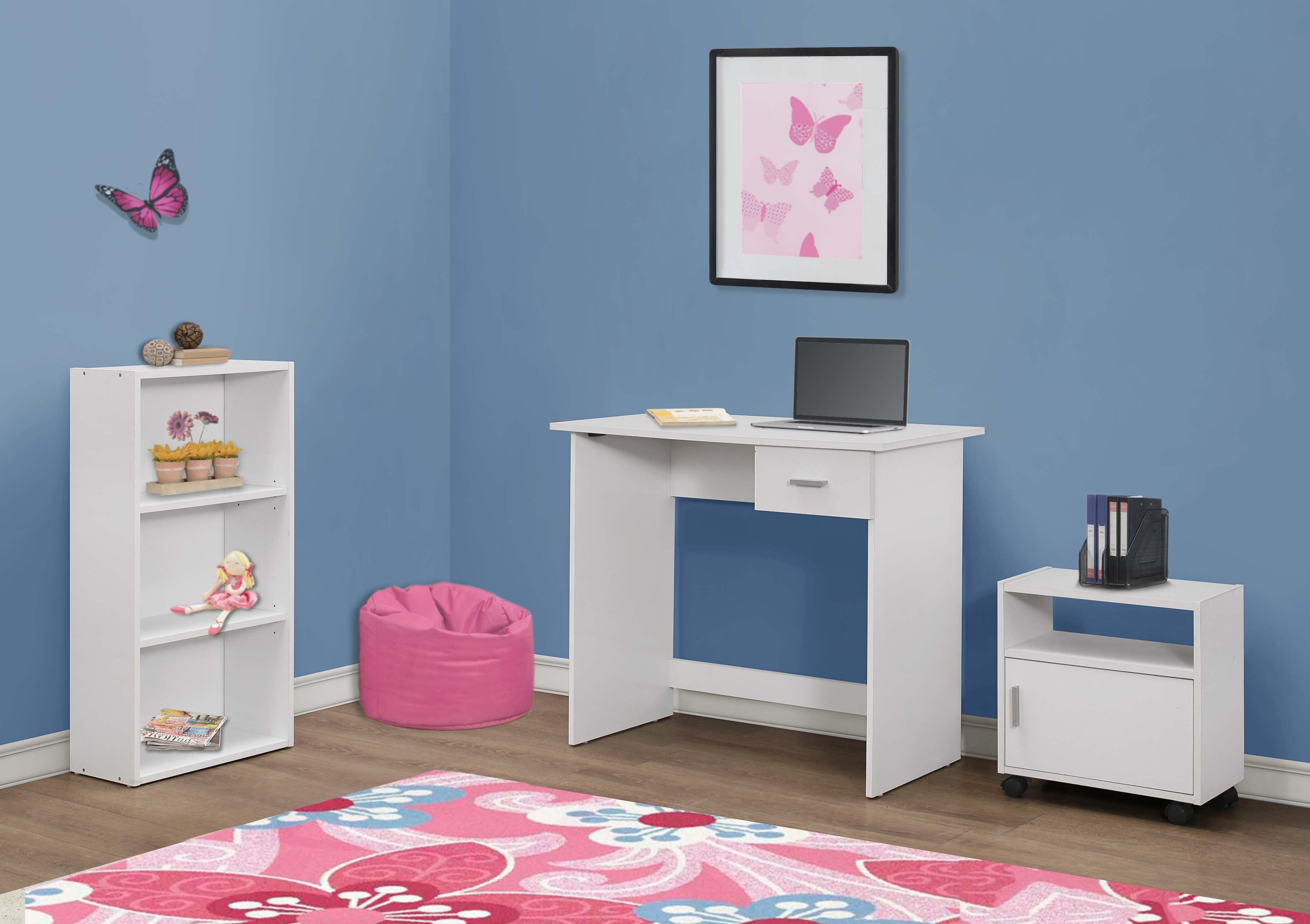 Monarch Specialties Computer Desk - 3 pcs Set / White Desk / Bookcase / Cart Monarch Specialties Computer Desk - 3 pcs Set / White Desk / Bookcase / Cart