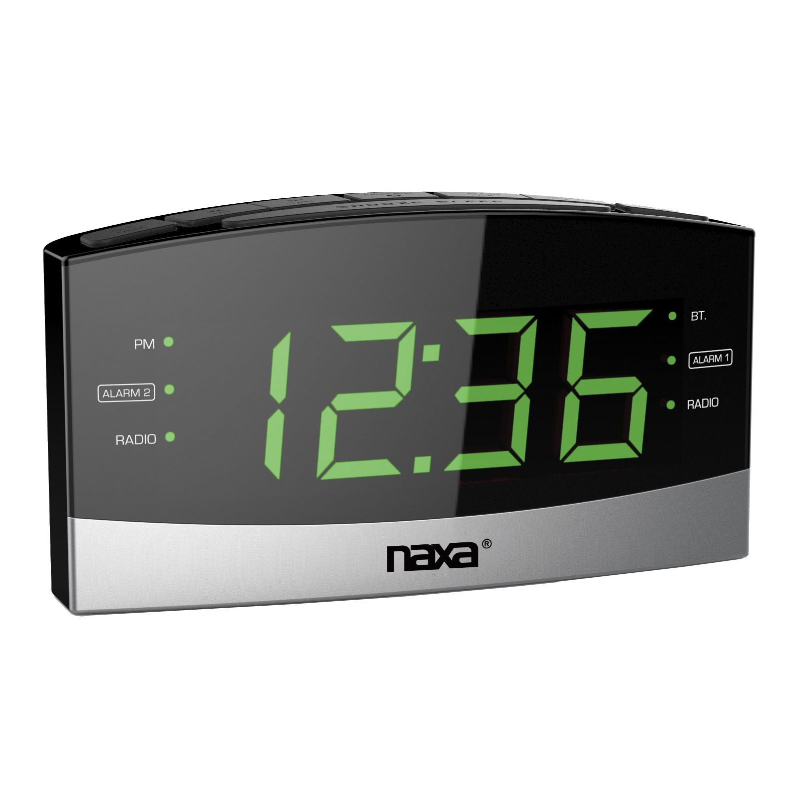 Naxa BluetoothA Easy-Read Dual Alarm Clock with Daily Repeat and USB Charge Port