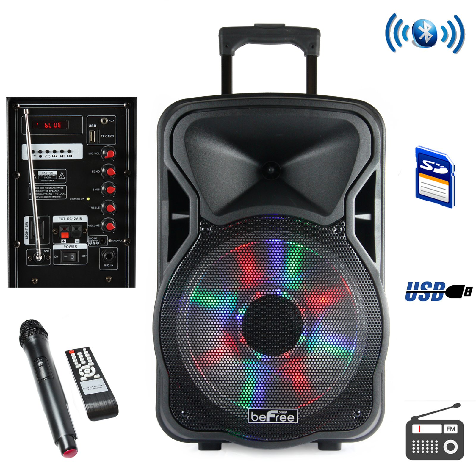 Befree Sound 97095924M 15 Inch Bluetooth Rechargeable Party Speaker