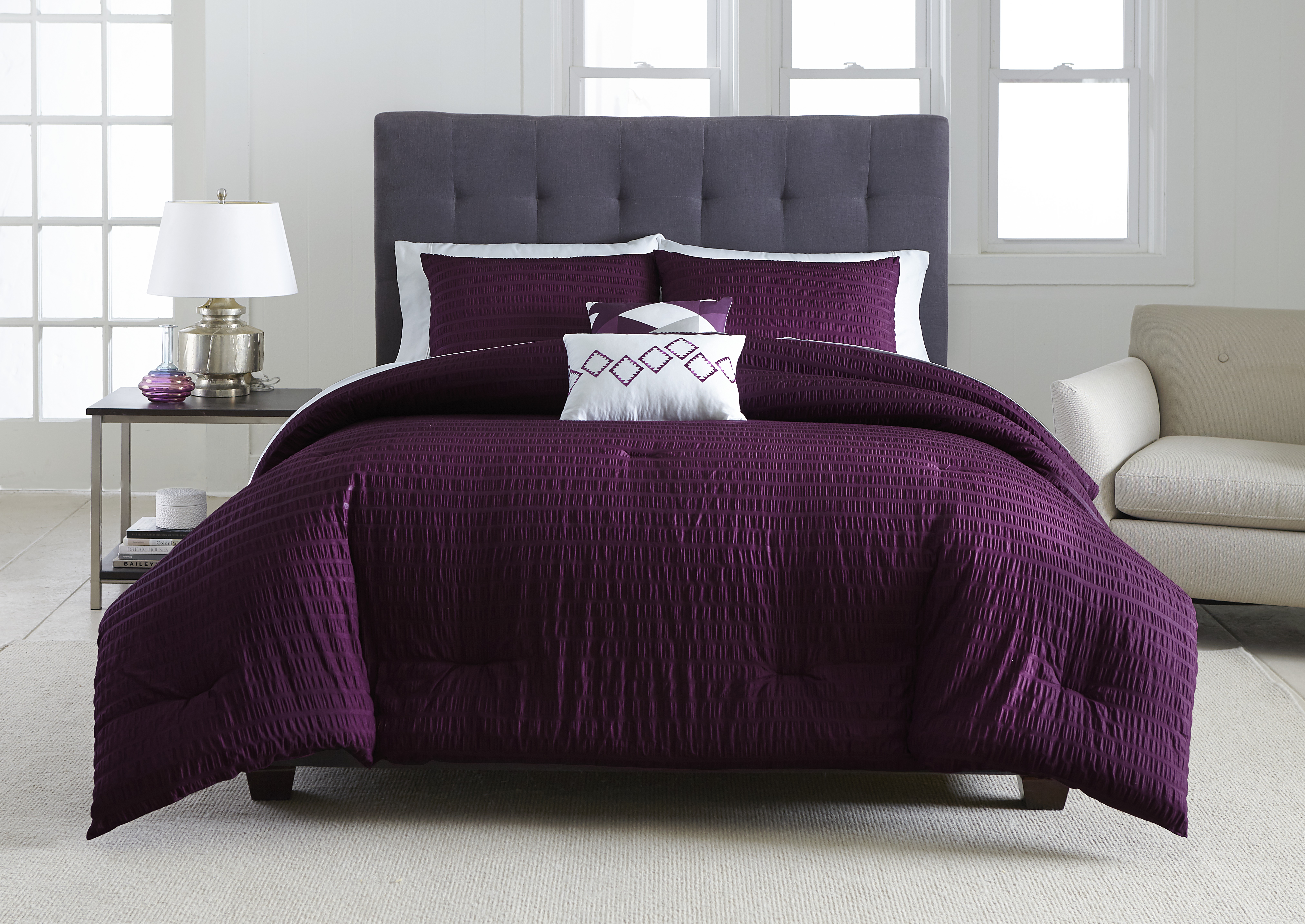Metaphor 5 Piece forter Set Plum Seersucker