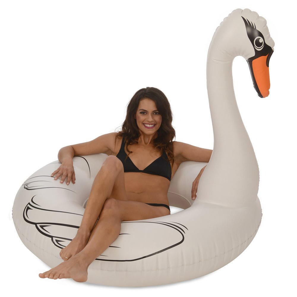 Jumbo 48" White Swan Inflatable Raft & Pool Float (4')