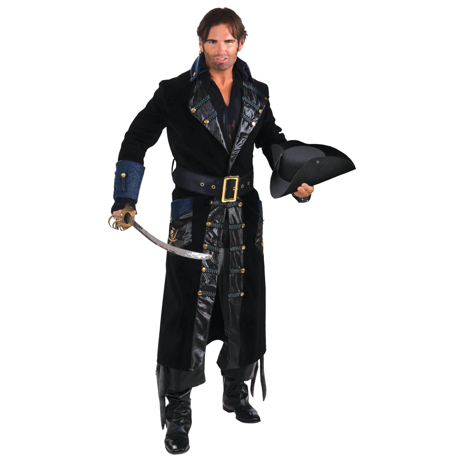 Men’s Blackbeard Costume, Size: M;L, Black Men’s Blackbeard Costume, Size: M;L, Black