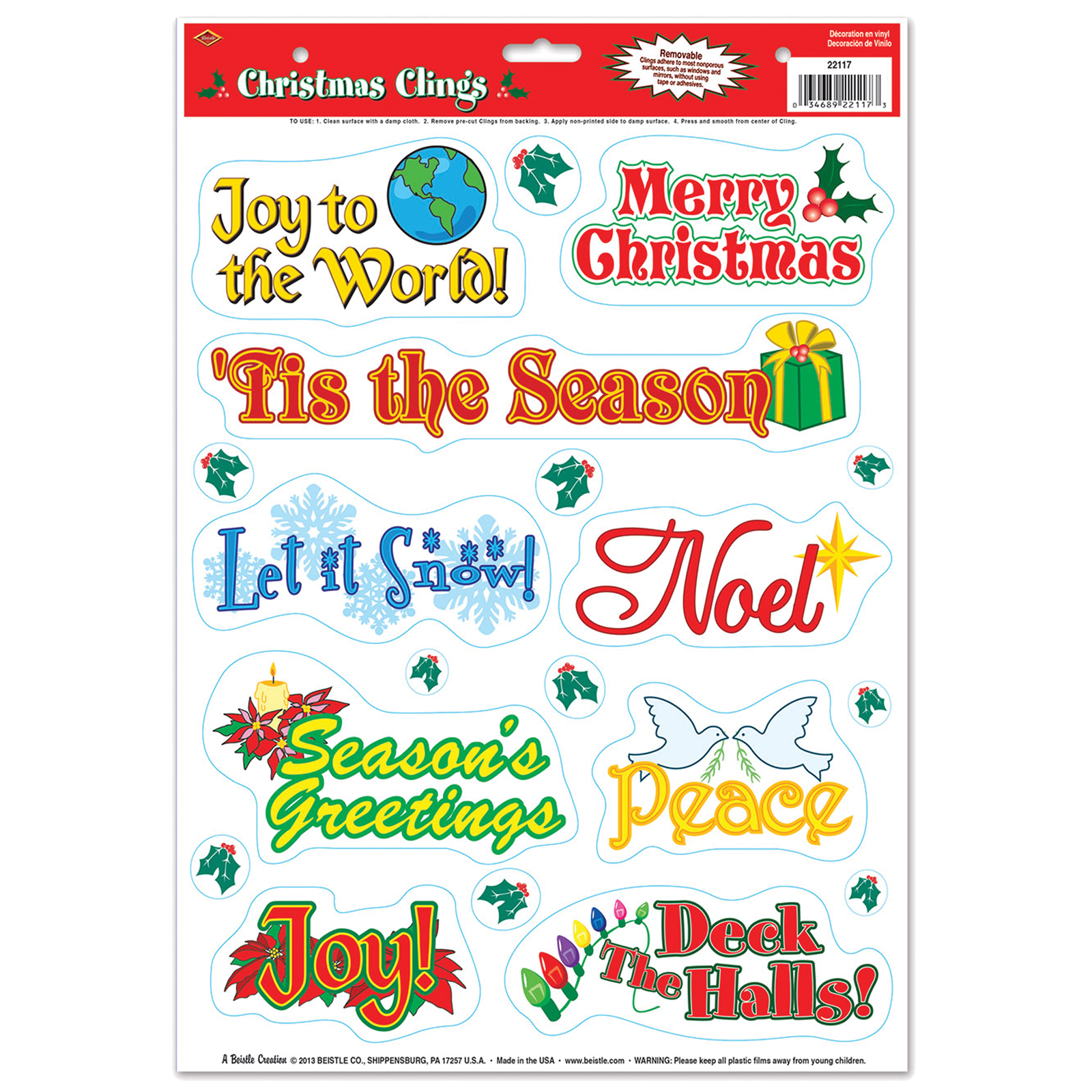 UPC 034689221173 product image for 19 ct. Christmas Static Cling Decals | upcitemdb.com