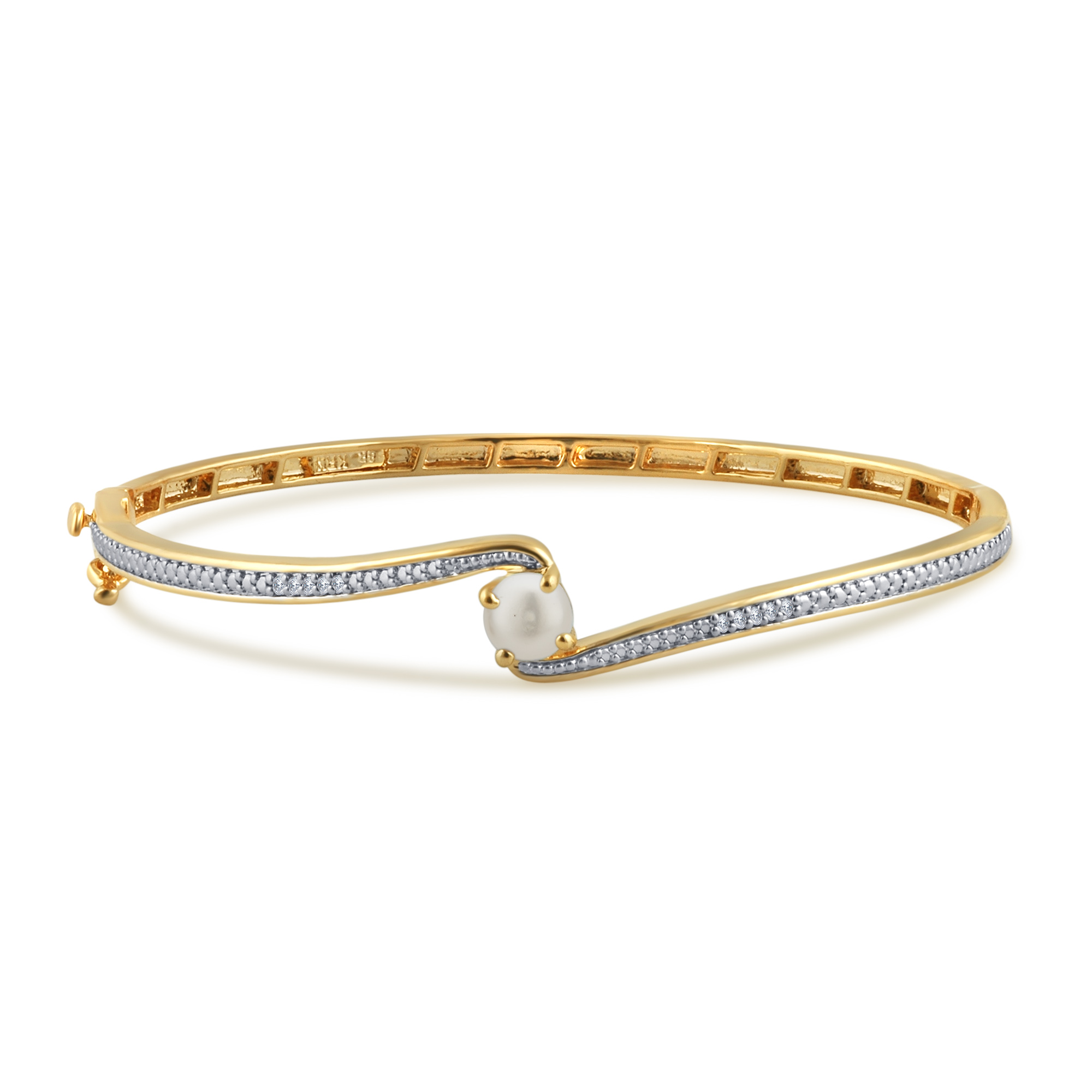 Gold over Brass 5mm Pearl Bangle Bracelet