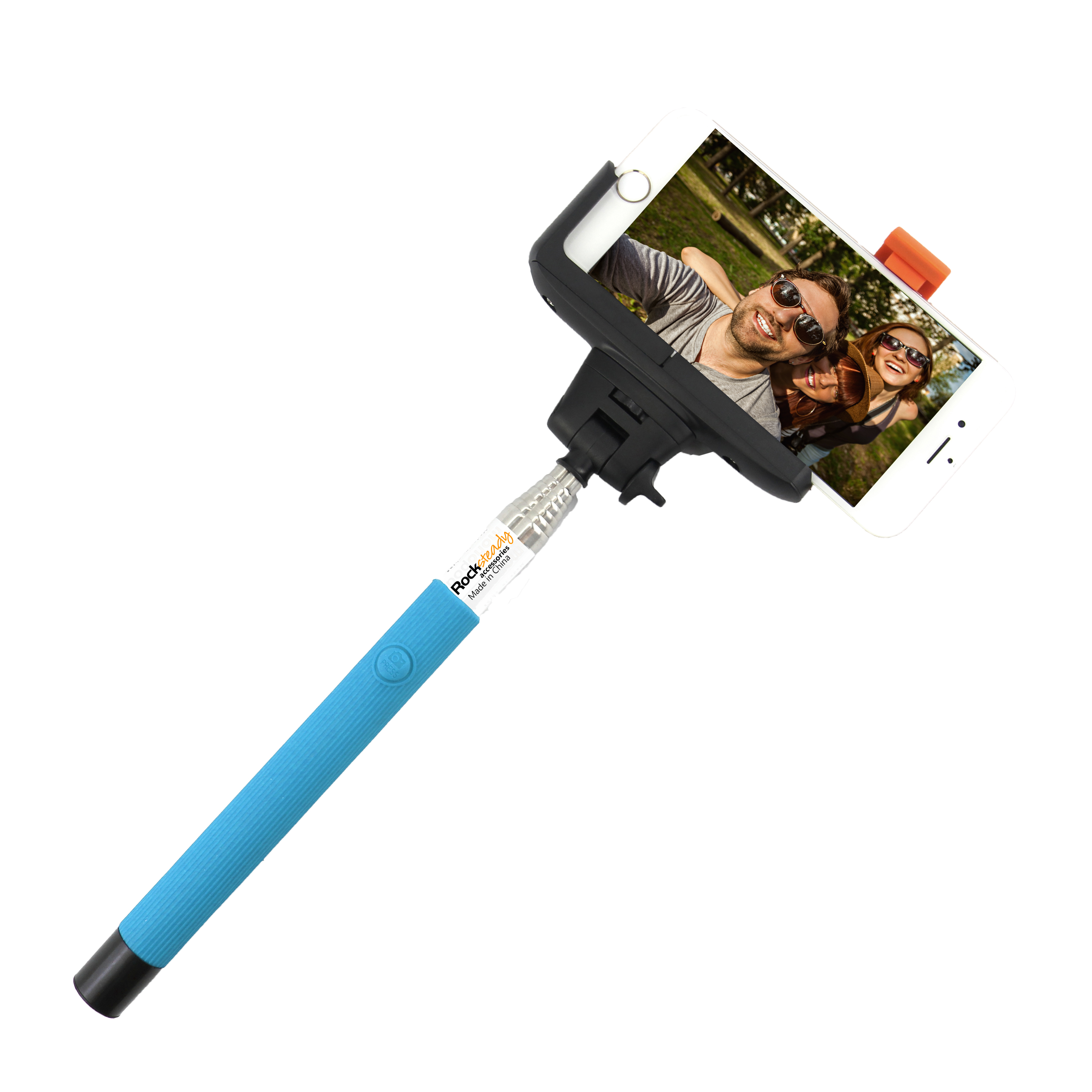 Rocksteady Selfie-BT-Blue Bluetooth Wireless Selfie Stick with Shutter Remote Blue