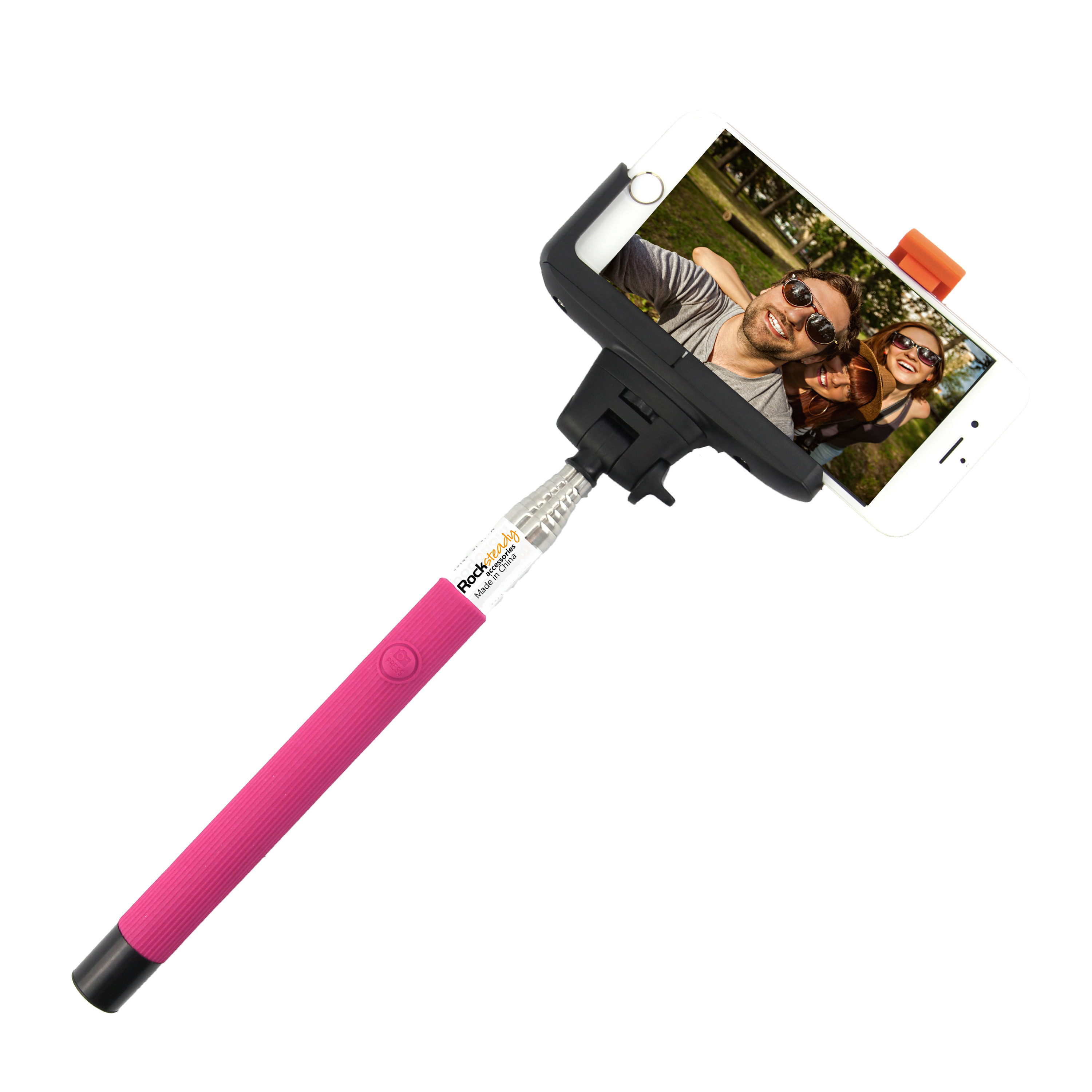 Rocksteady Selfie-BT-Pink Bluetooth Wireless Selfie Stick with Shutter Remote Pink