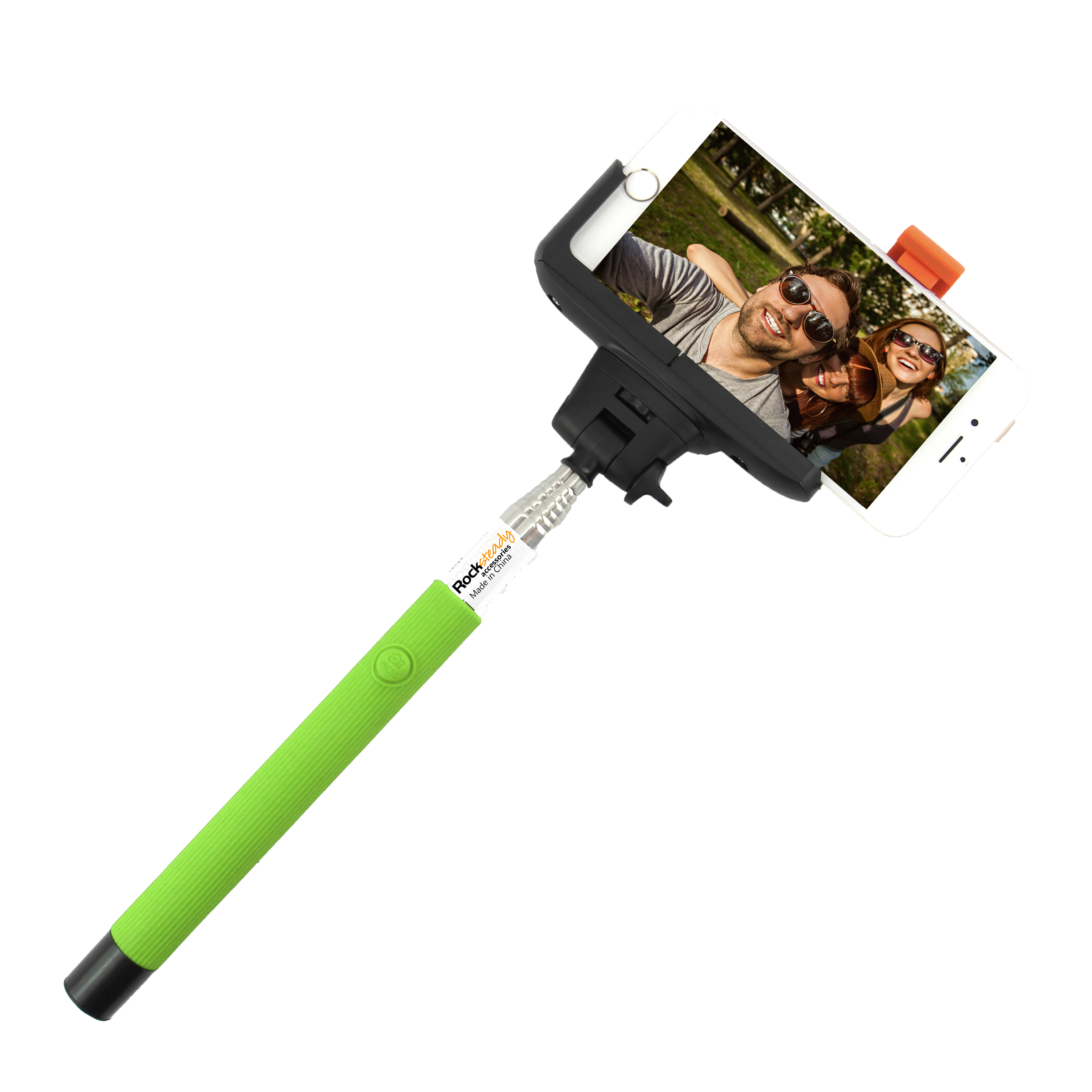 Rocksteady Selfie-BT-Green Bluetooth Wireless Selfie Stick with Shutter Remote Green