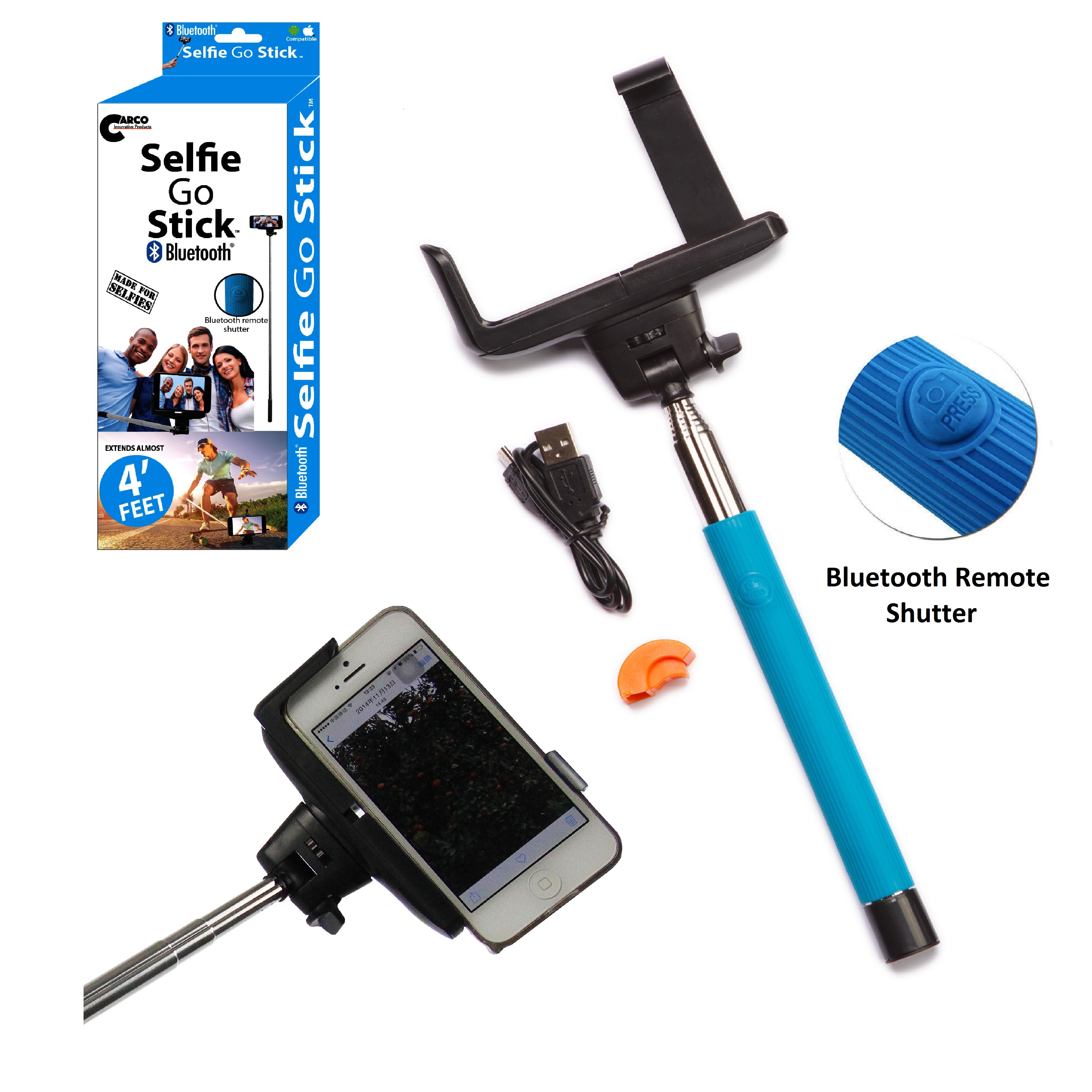 Carco Selfie Go Sticks Bluetooth Selfie Stick BSS01 Blue