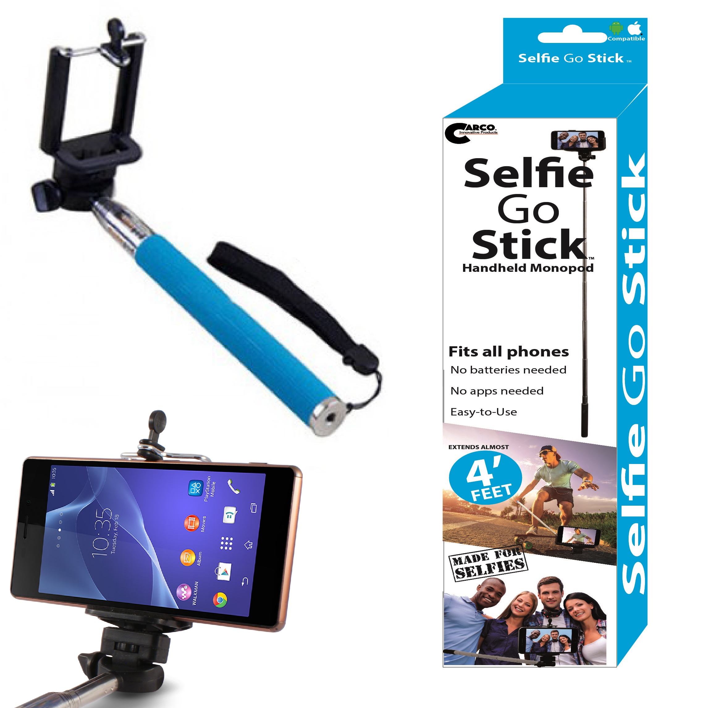Carco Selfie Go Sticks Regular Selfie Stick SS02 Blue
