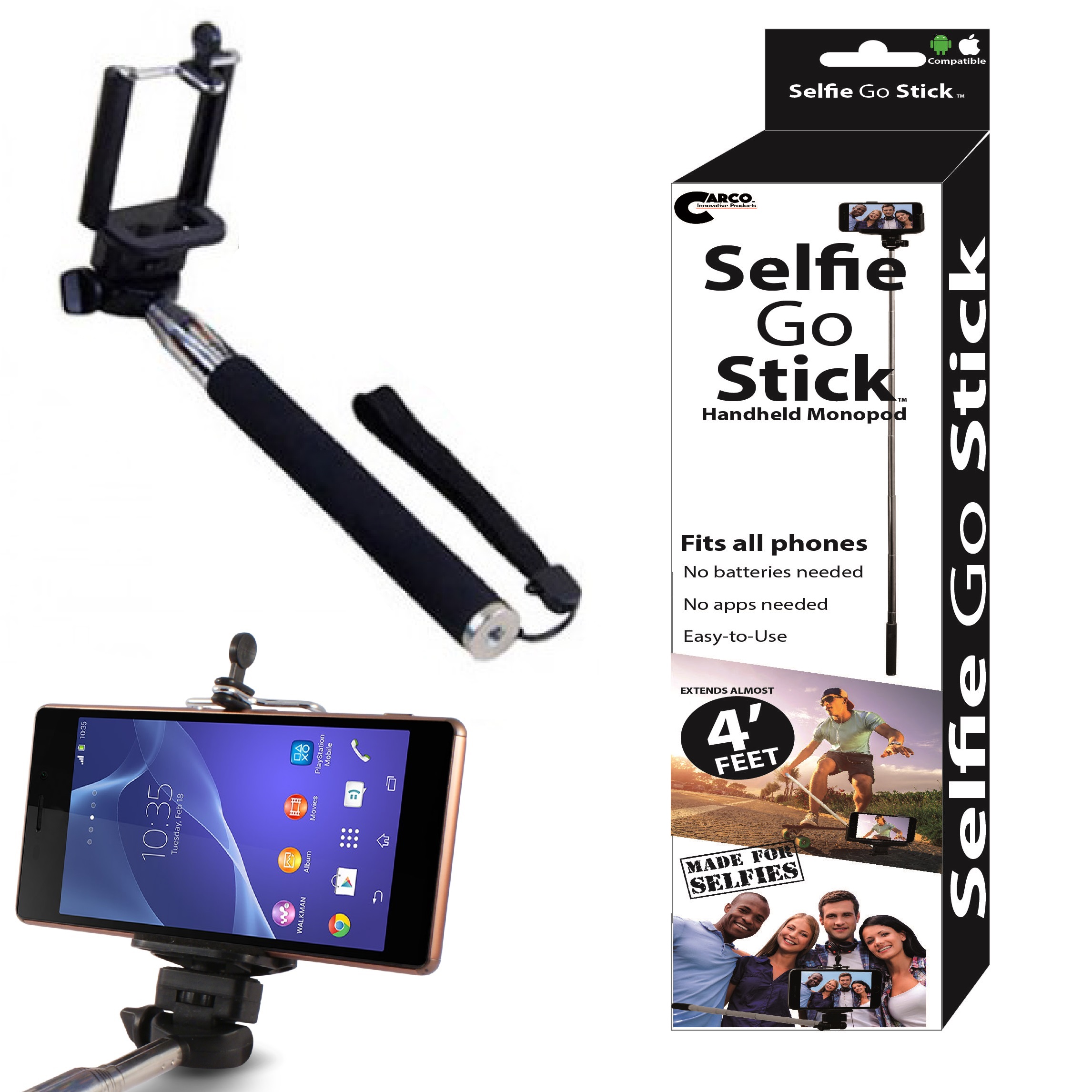 Carco Selfie Go Sticks Regular Selfie Stick SS02 Black