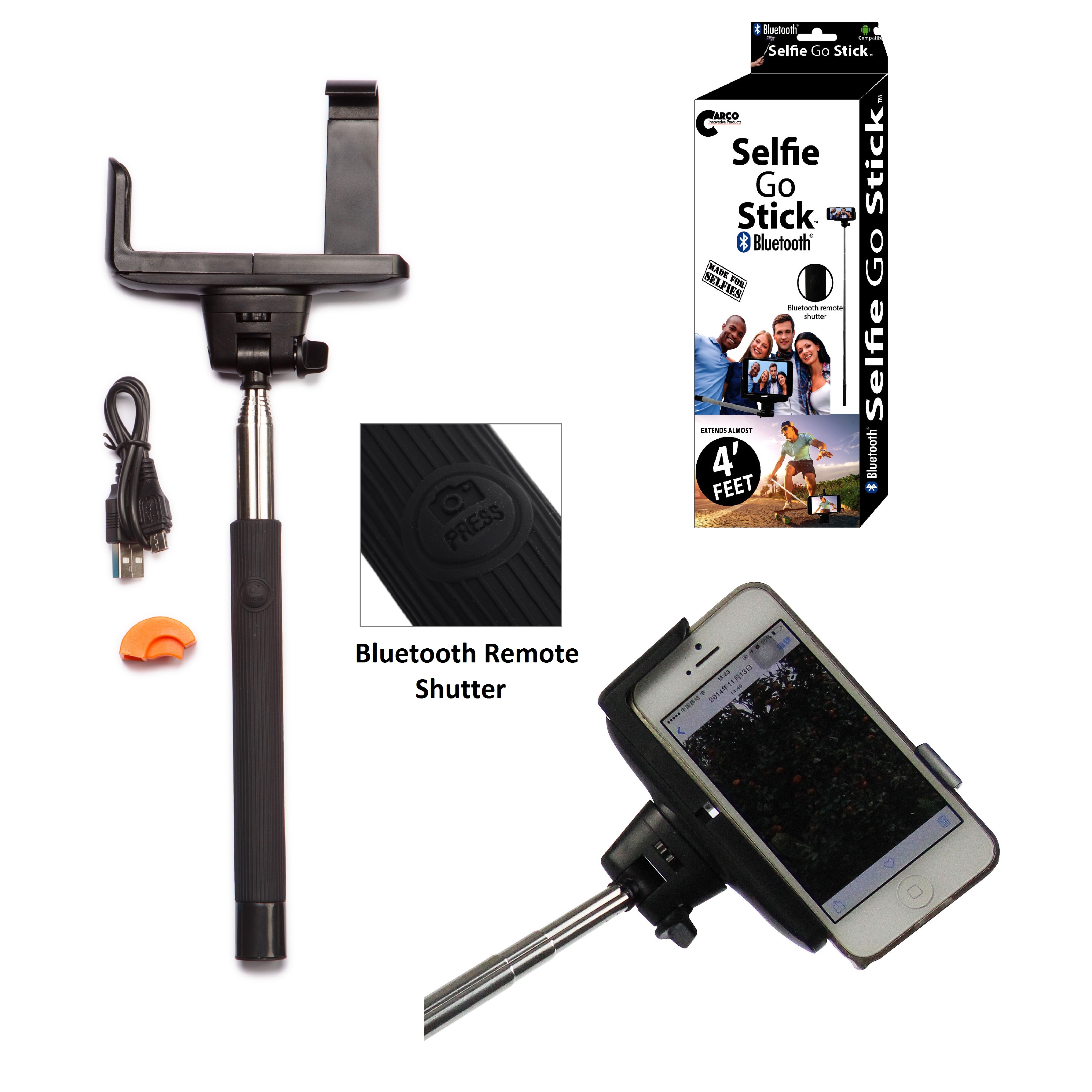 Carco Selfie Go Sticks Bluetooth Selfie Stick BSS01 Black