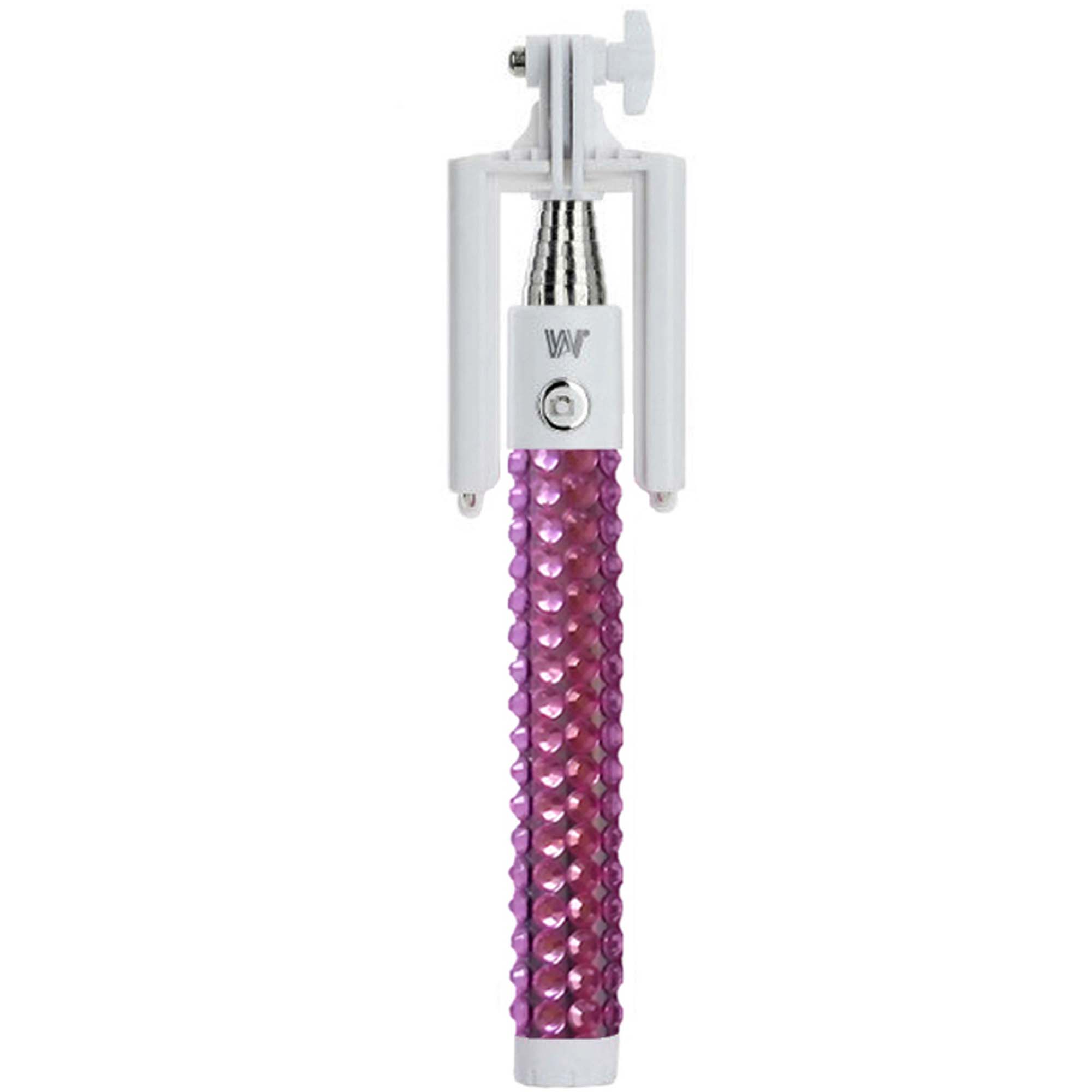 KTA K699 Wireless Mini Selfie Stick Pink Rhinestones