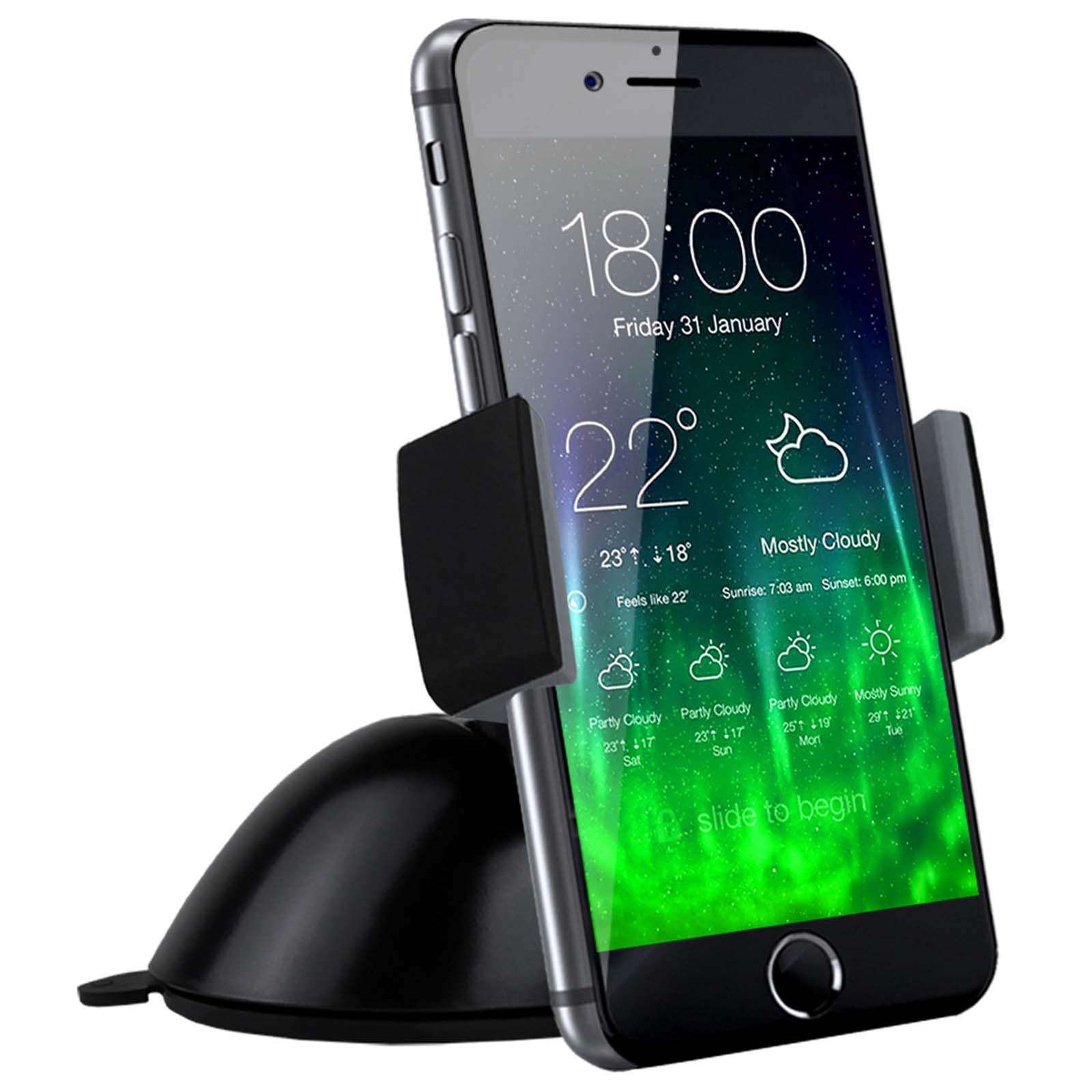 Koomus Ko-ProDash Pro Dashboard Windshield Smartphone Car Mount Holder Cradle for Smartphones - Black