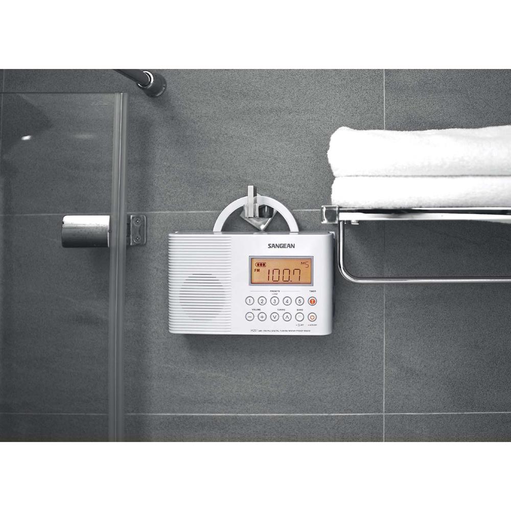 H-201 AH-201 AM/FM Digital Waterproof Shower Radio - White