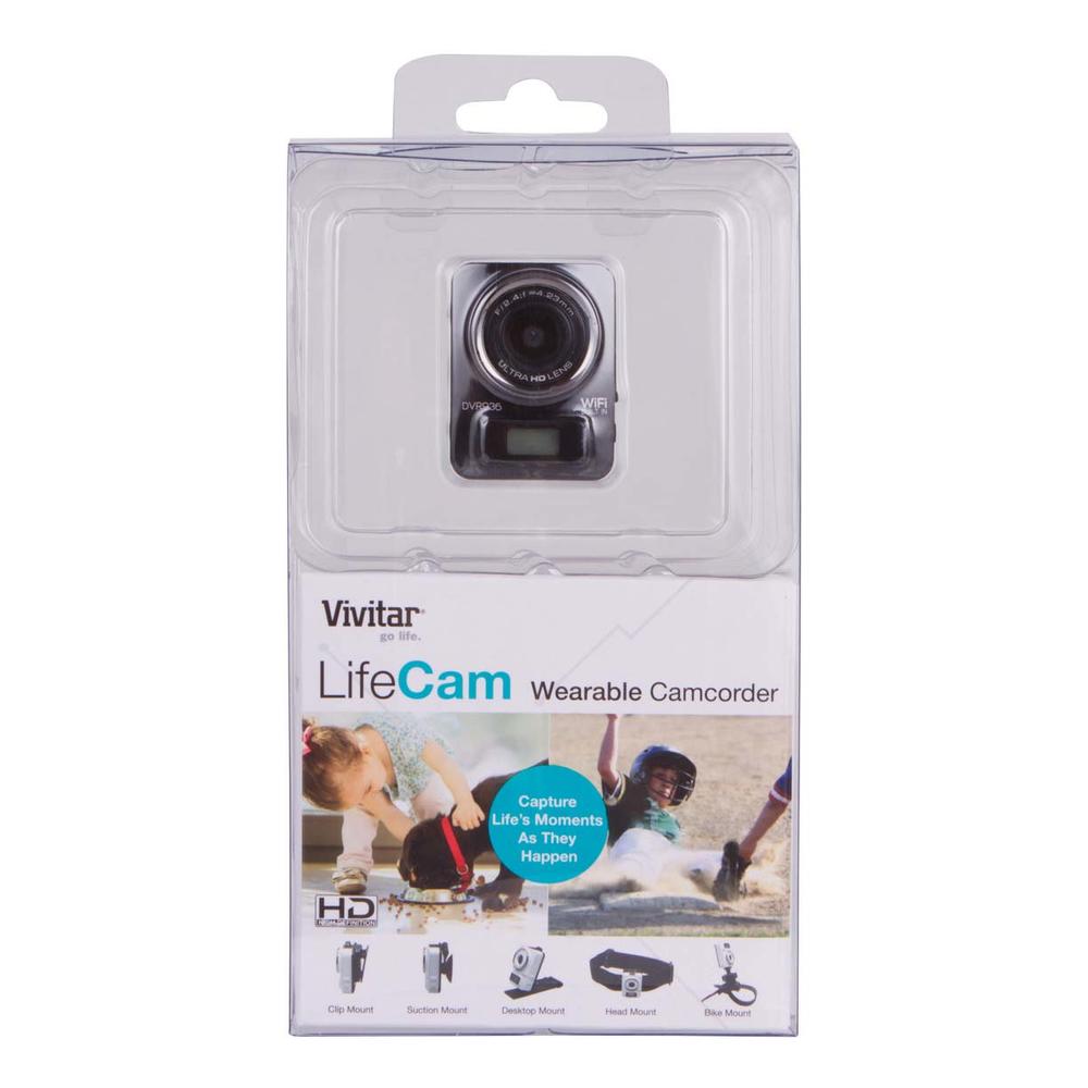 Vivitar DVR936-BLK LifeCam Wearable Digital Camcorder - Full HD - Black
