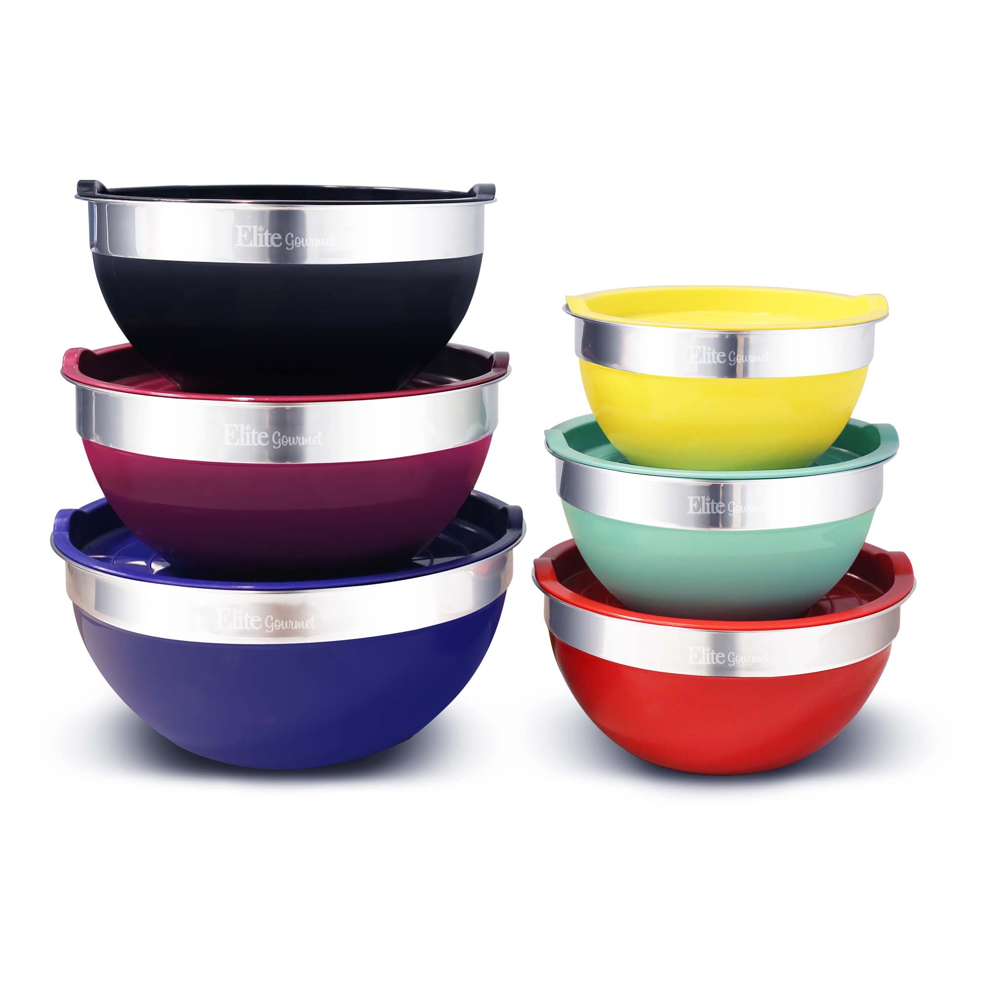 EBS-0012 Elite Gourmet 12PC Colored Mixing Bowl