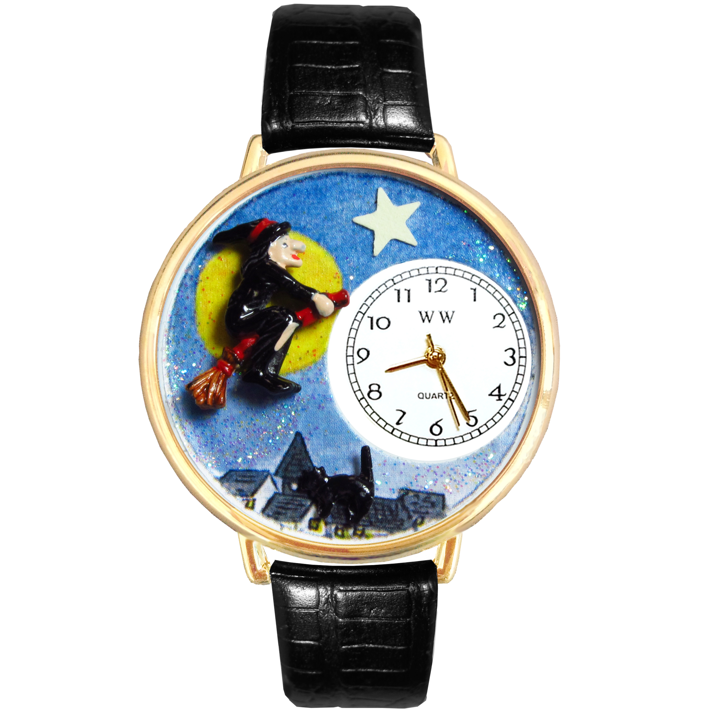 Halloween Flying Witch Watch in Gold (Large)