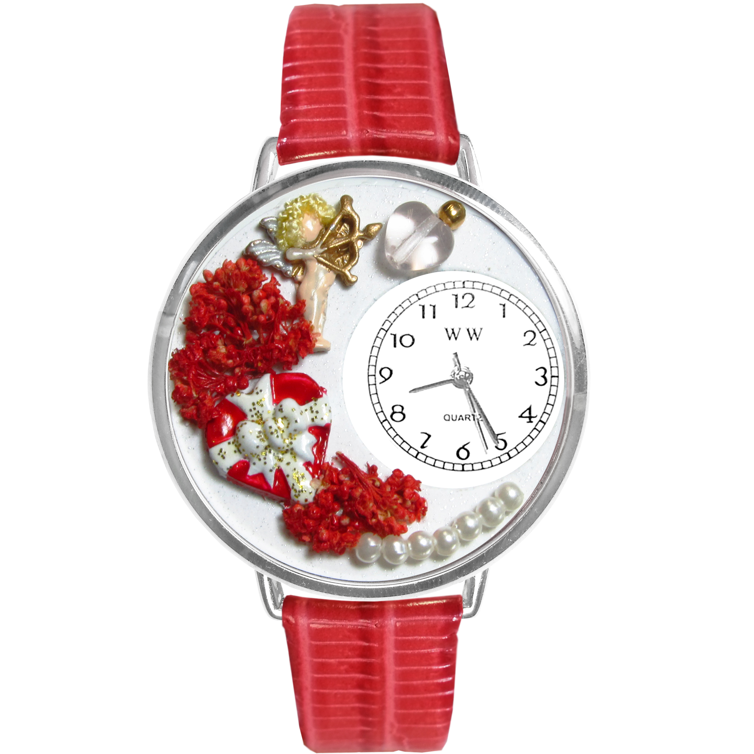 Valentine's Day Watch (Red) in Silver (Large)
