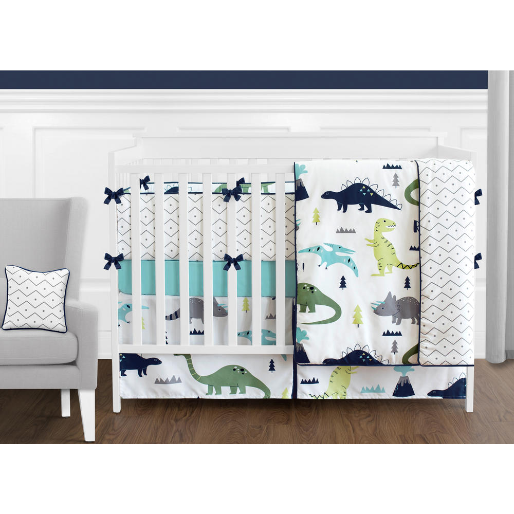 Sweet Jojo Designs Fitted Crib Sheet for the Blue and Green Mod Dinosaur Collection by