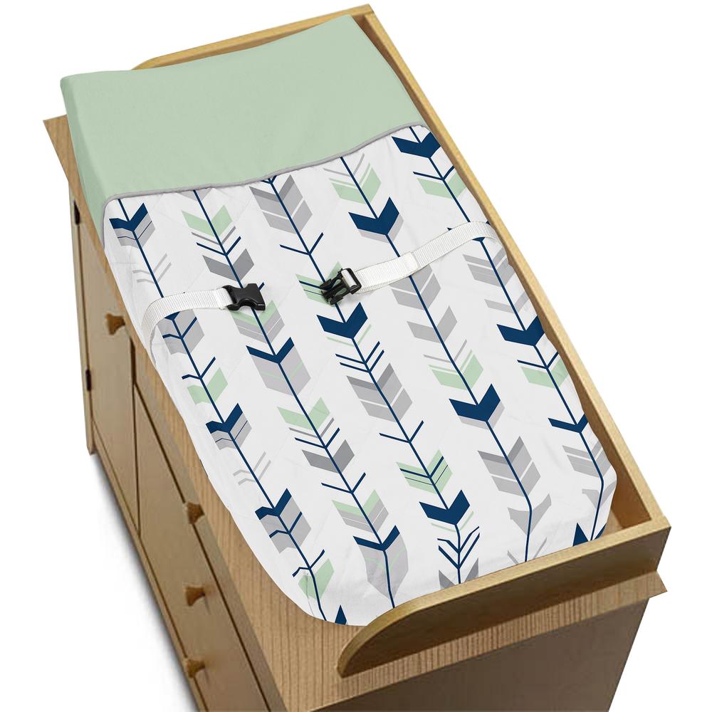 Sweet Jojo Designs Changing Pad Cover for the Grey and Mint Mod Arrow Collection by