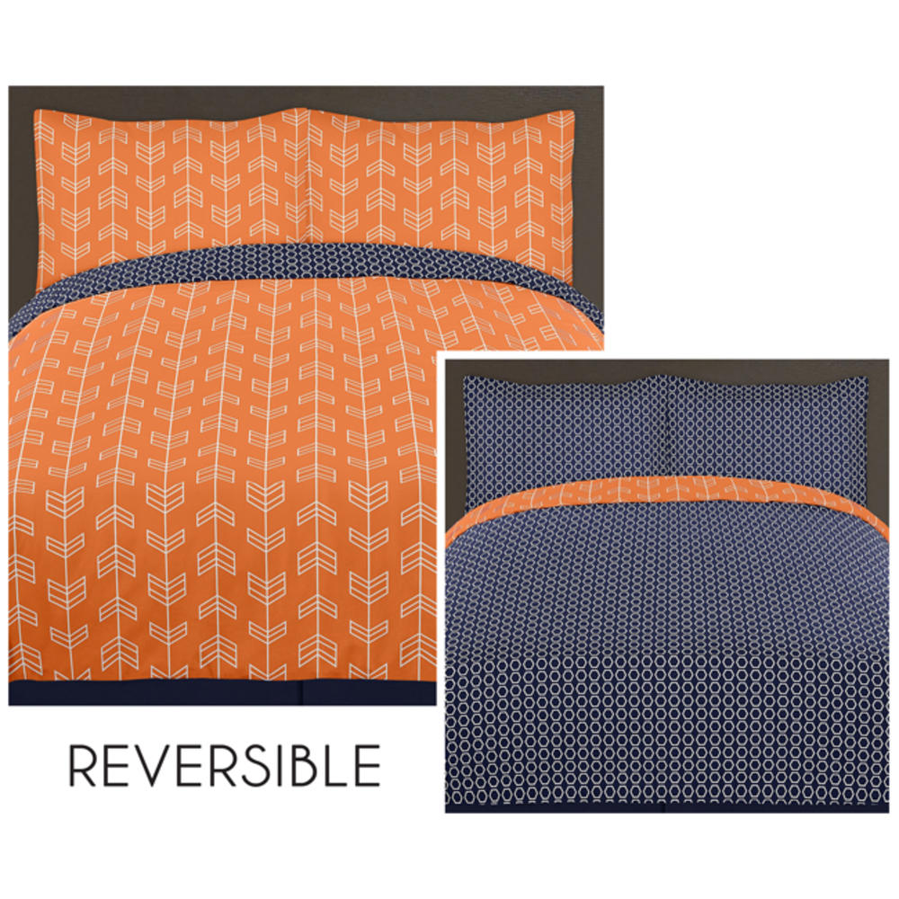 Sweet Jojo Designs Solid Navy Queen Bed Skirt for Orange and Navy Arrow Collection by