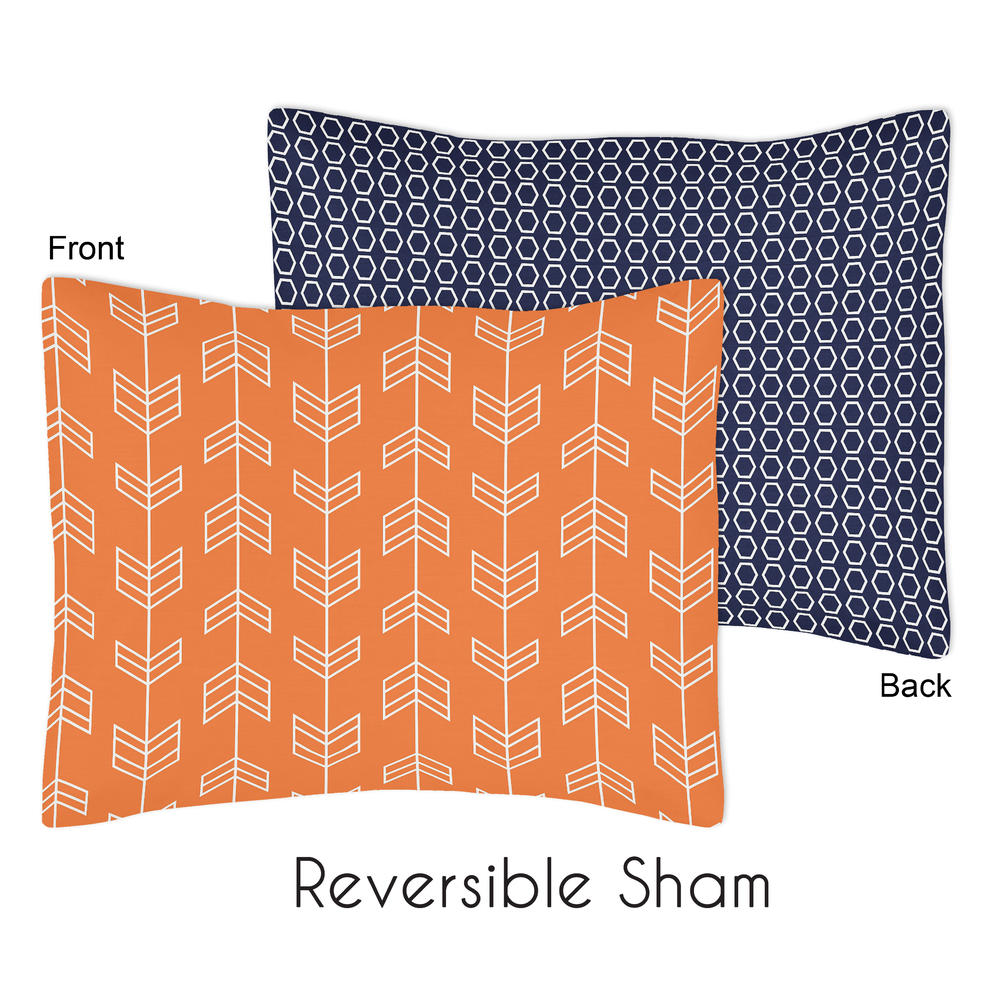 Sweet Jojo Designs Orange and Navy Arrow Collection Standard Pillow Sham by