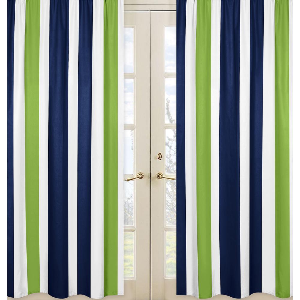 Navy and Lime Stripe Collection Window Panels