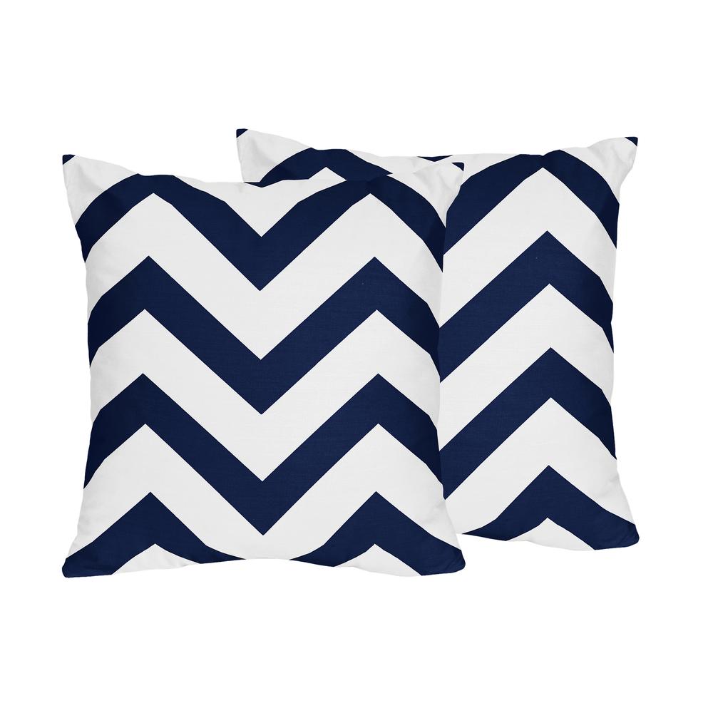 Sweet Jojo Designs Navy and White Chevron Collection Decorative Accent Throw Pillows - Set of 2