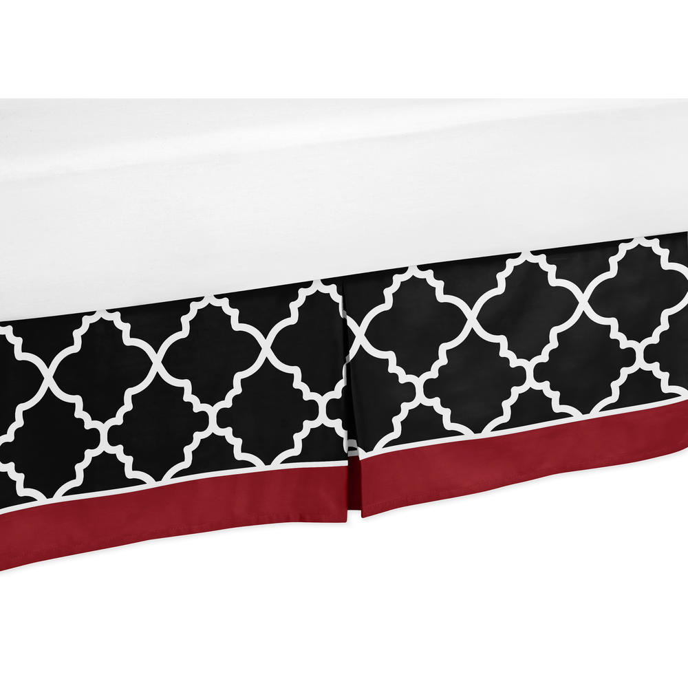 Sweet Jojo Designs Red and Black Trellis Collection Queen Bed Skirt