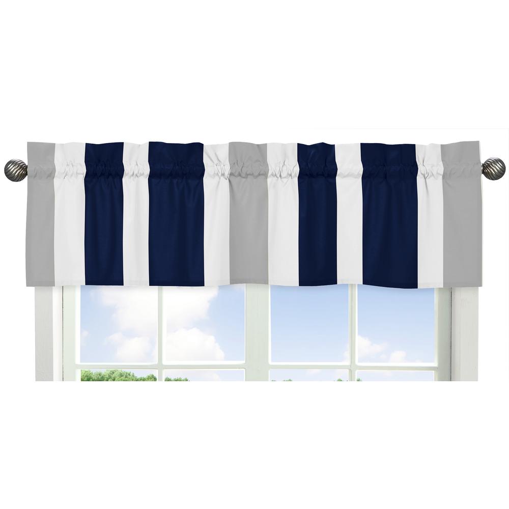 Navy Blue and Gray Stripe Collection Window Valance by Sweet Jojo Designs