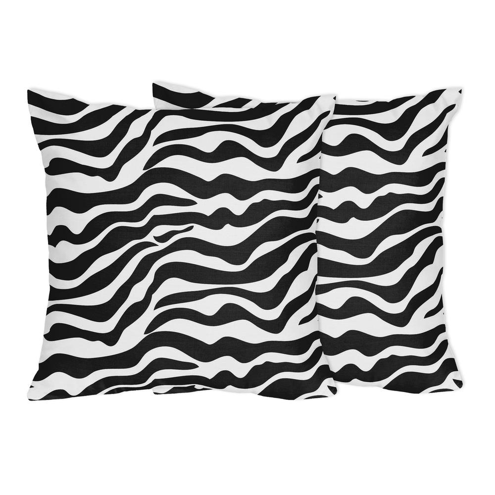 Sweet Jojo Designs Black and White Zebra Collections Decorative Pillow - Set of 2