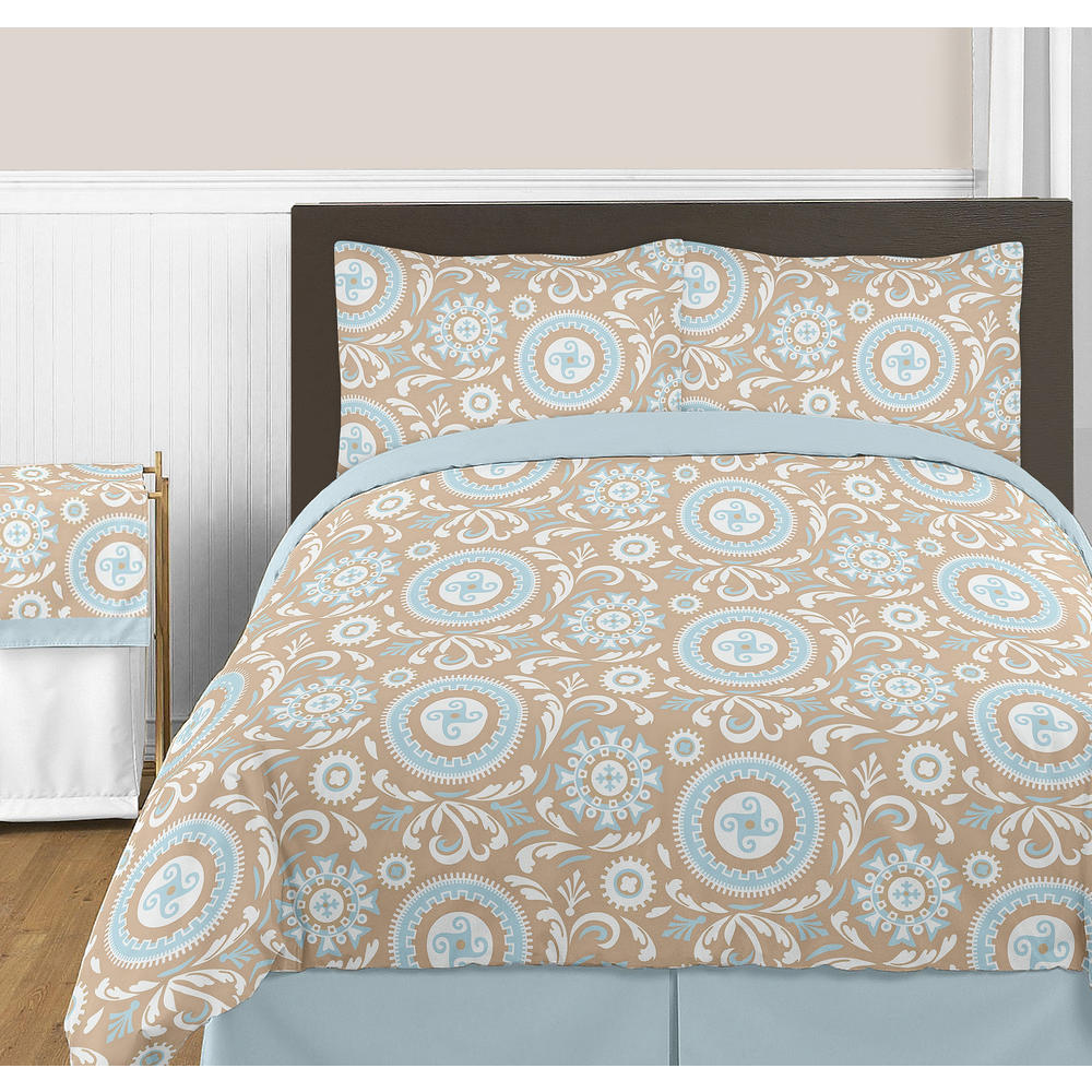Sweet Jojo Designs Queen Sheet Set for the Blue and Taupe Hayden Collection