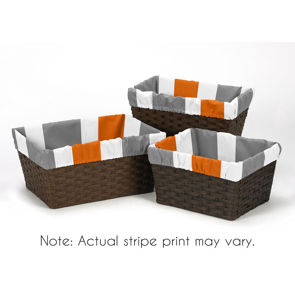 Sweet Jojo Designs Gray and Orange Stripe Collection Basket Liners by