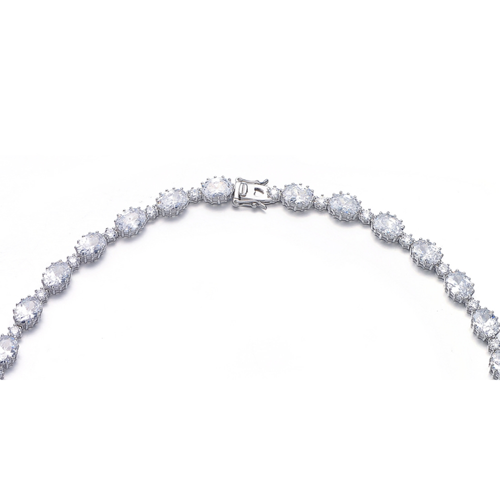 Cubic Zirconia (.925) Sterling Silver Classic Oval Necklace