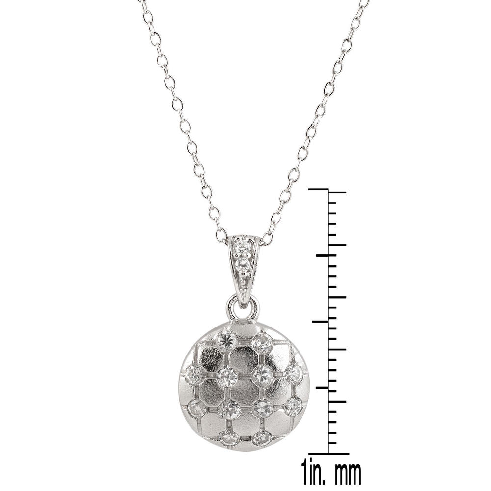 Cubic Zirconia (.925) Sterling Silver Rhodium Plated Round Drop Pendant