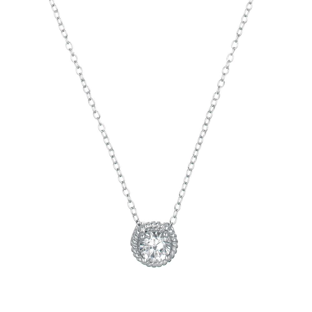 Cubic Zirconia (.925) Sterling Silver Round Cabel Stud Pendant