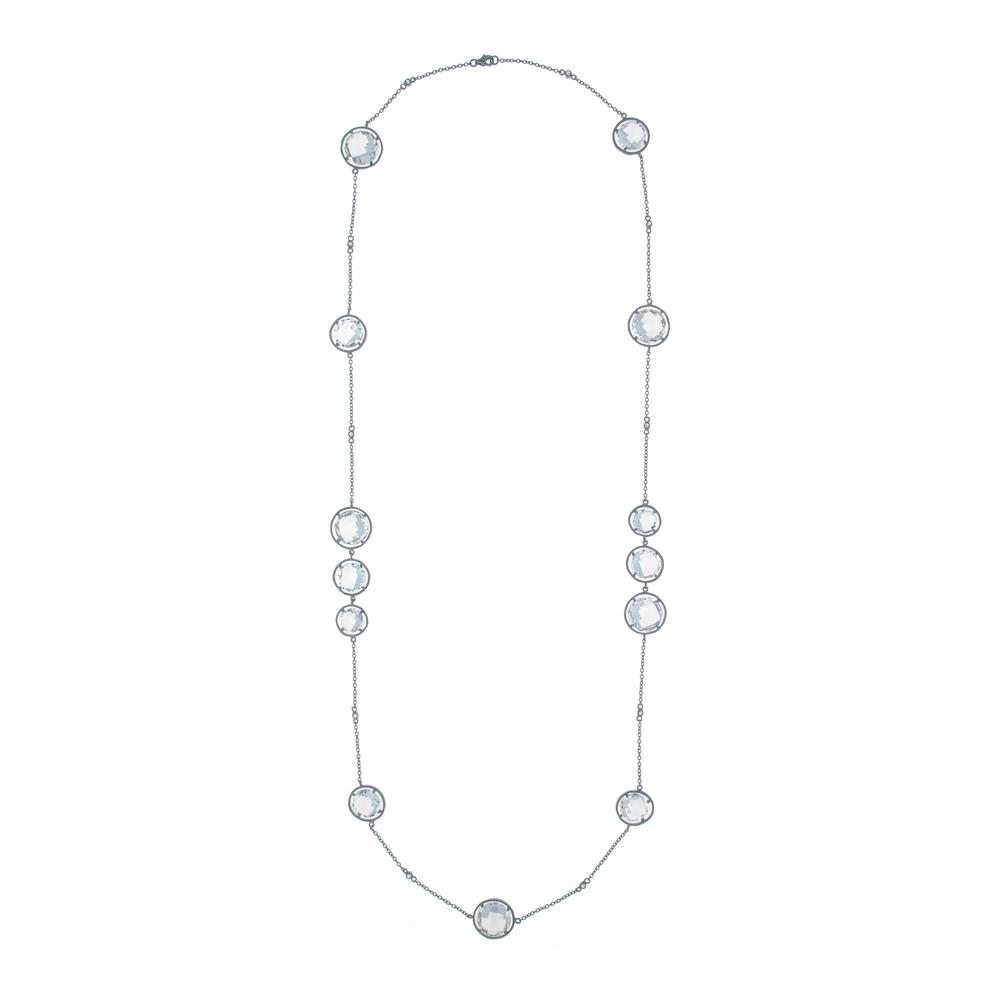 Sterling Silver Black Plated Clear Quartz Necklace