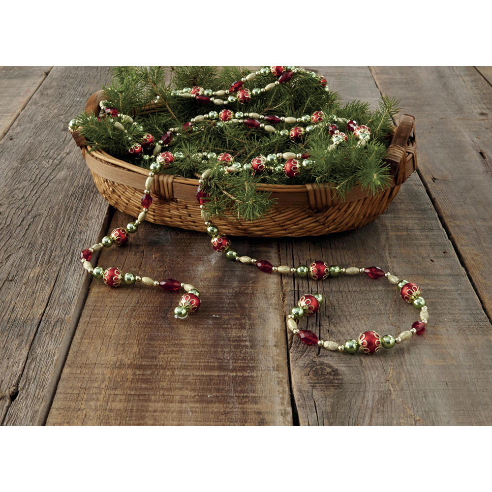 8' Red, Green and Silver Bead Esquire Garland