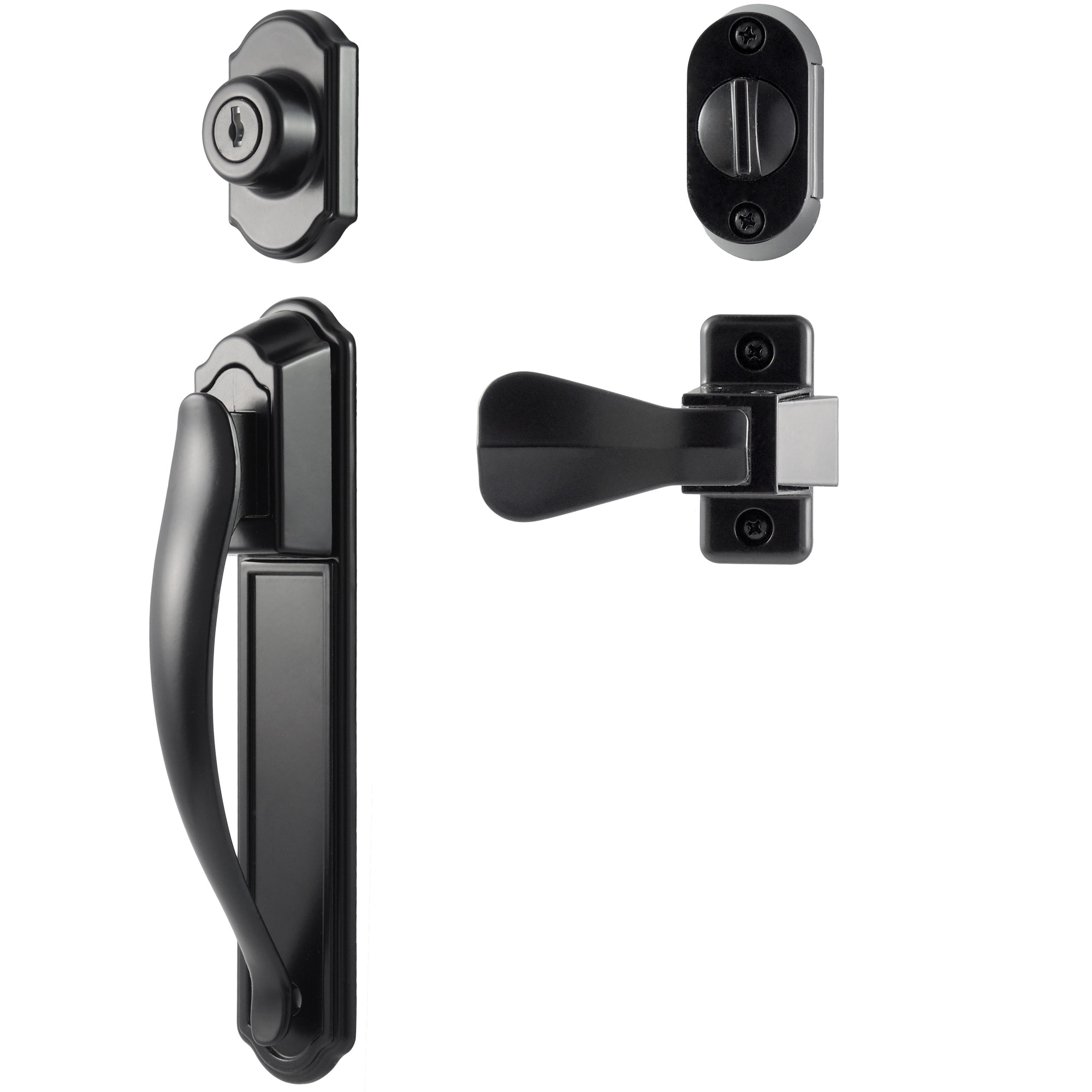 UPC 056947000733 product image for Black Deluxe Storm and Screen Pull Handle and Keyed Deadbolt | upcitemdb.com